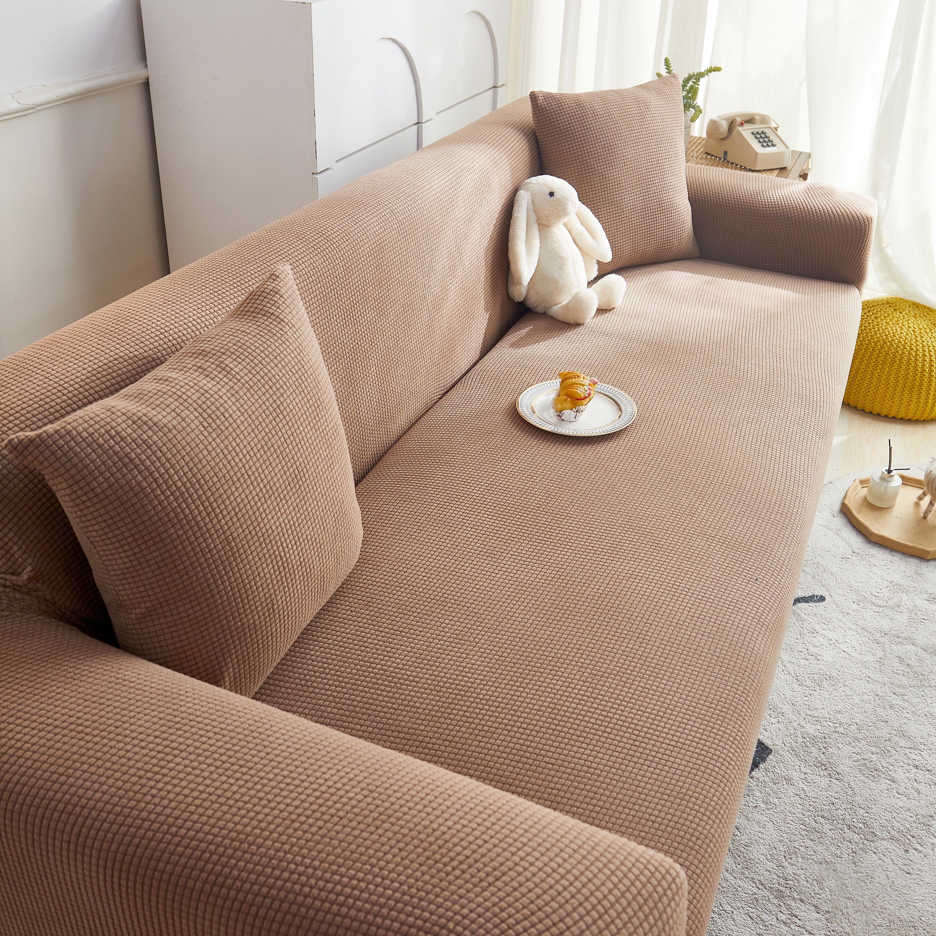 Grid Textured Stretch Sofa Cover, Soft Elastic Slipcover for Couch Protection - Image 15
