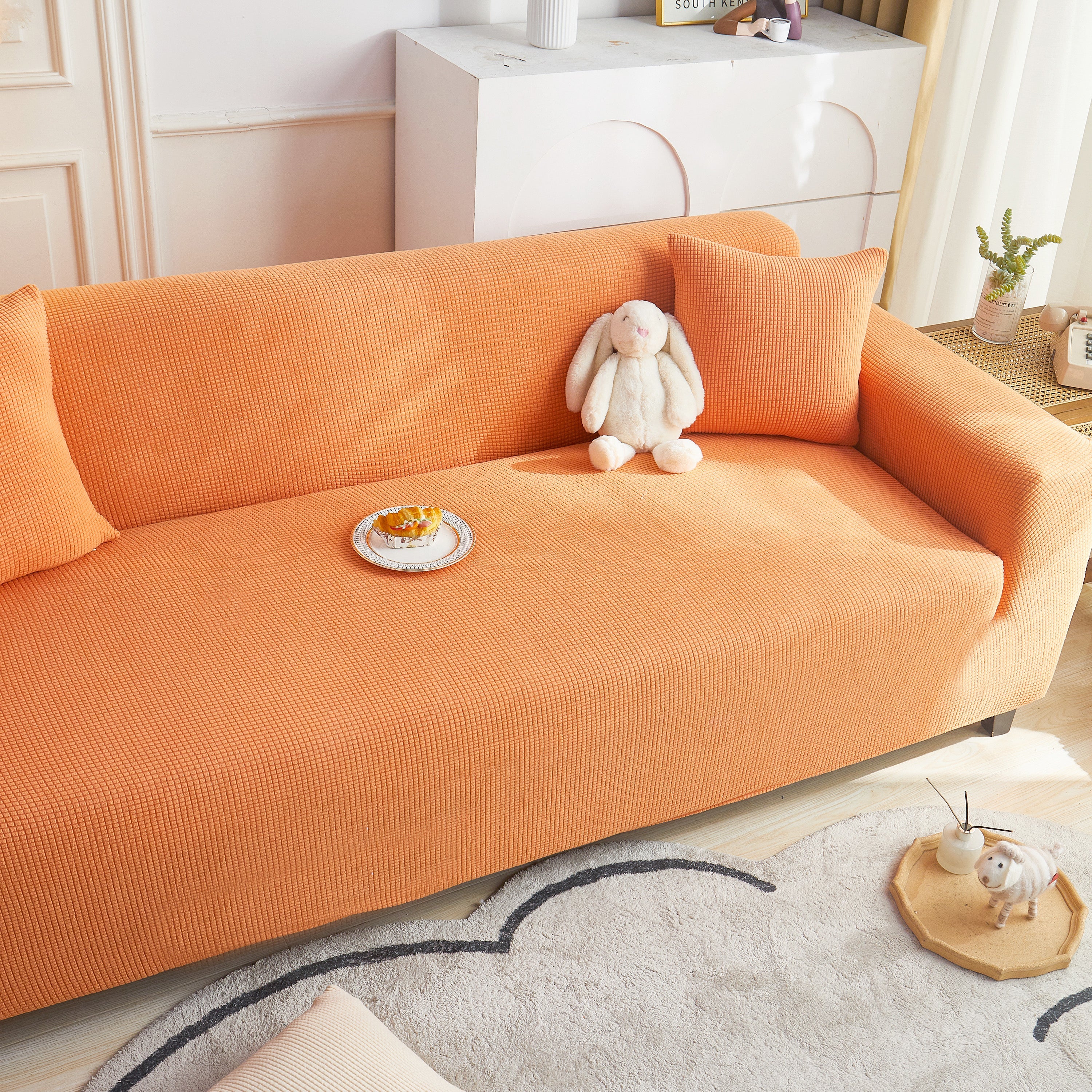 Grid Textured Stretch Sofa Cover, Soft Elastic Slipcover for Couch Protection - Image 150