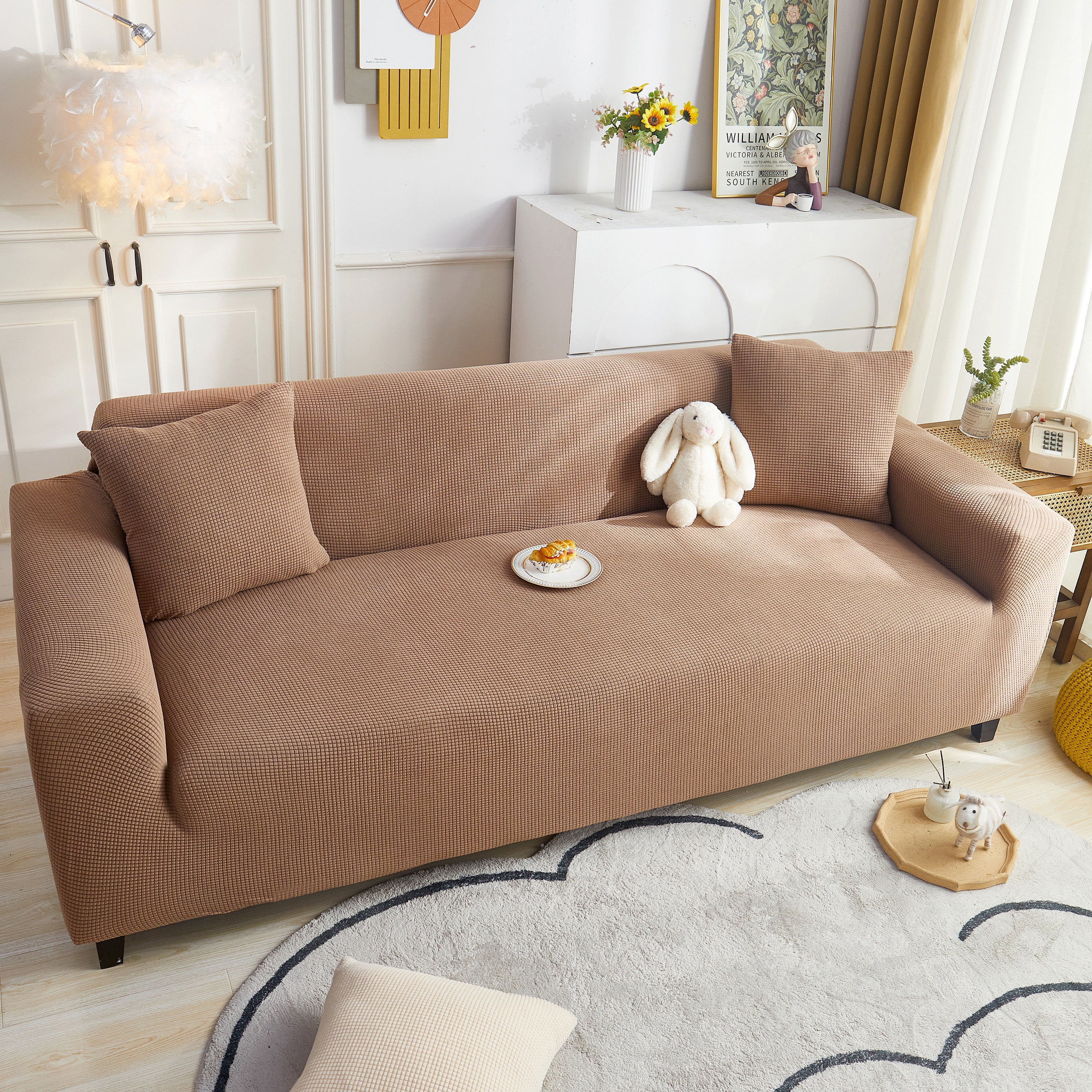 Grid Textured Stretch Sofa Cover, Soft Elastic Slipcover for Couch Protection - Image 16