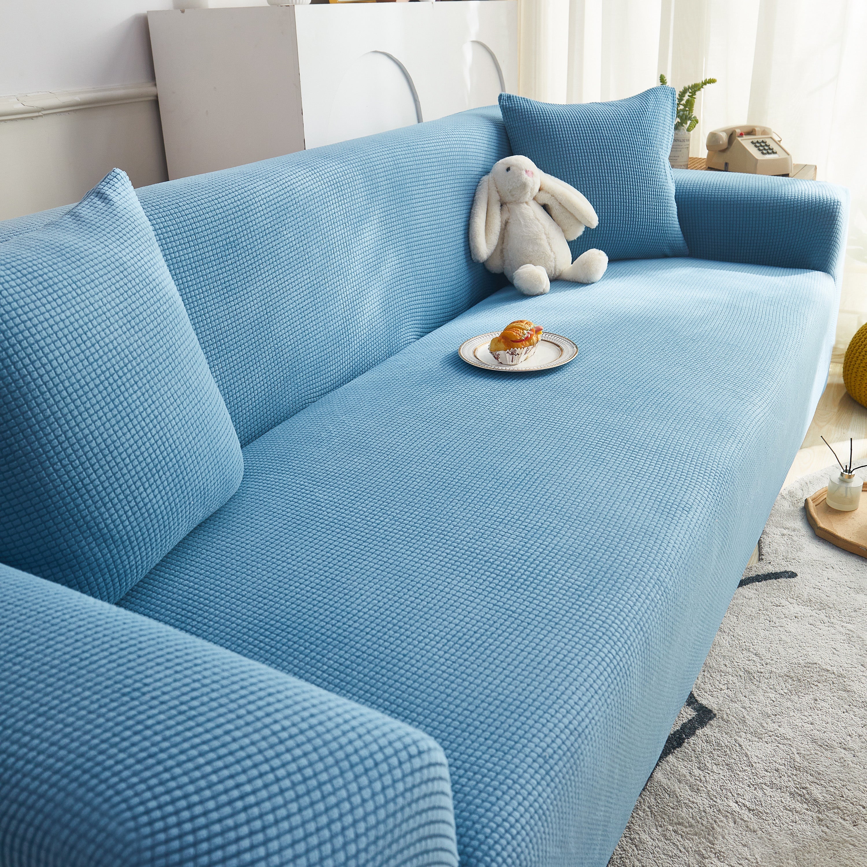 Grid Textured Stretch Sofa Cover, Soft Elastic Slipcover for Couch Protection - Image 175
