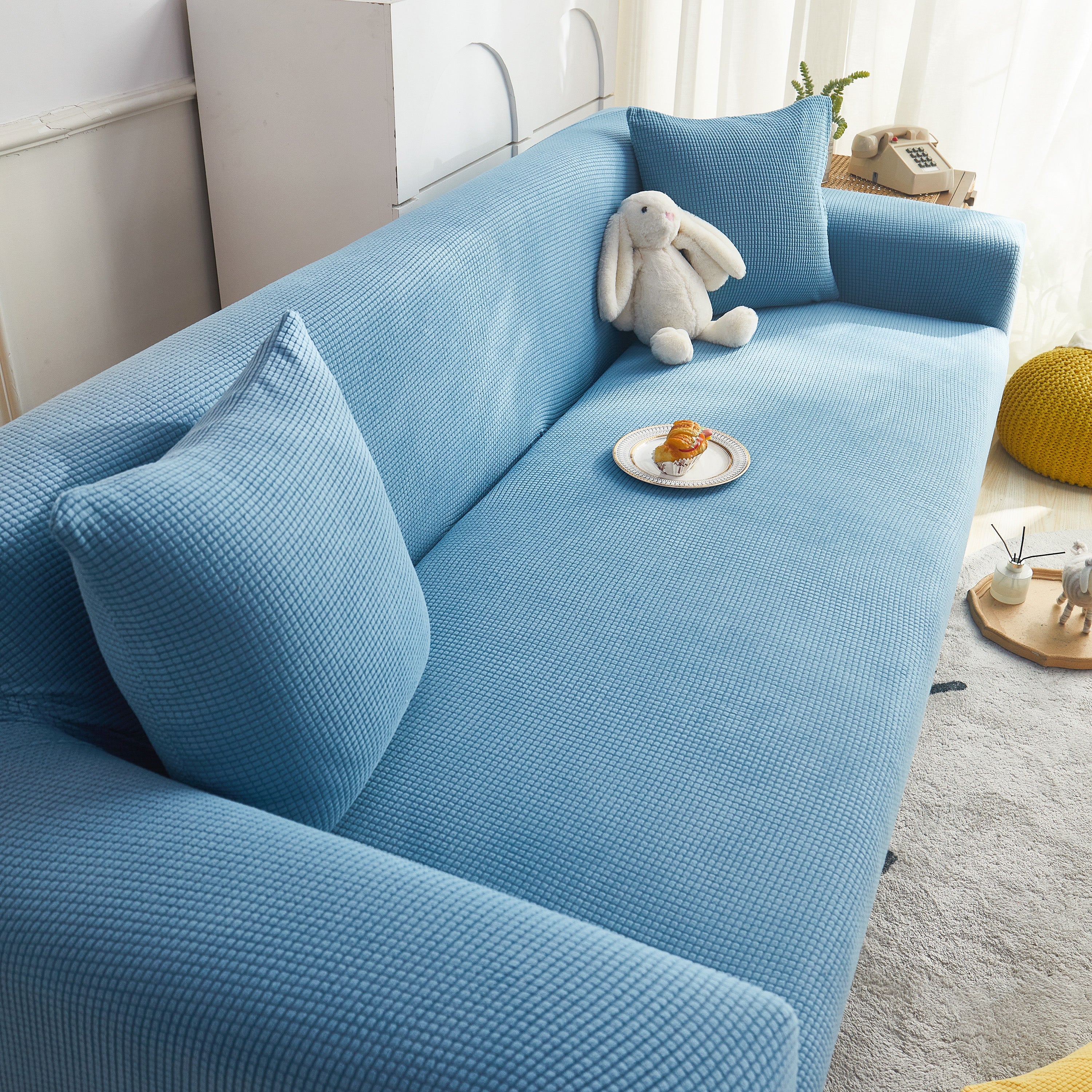 Grid Textured Stretch Sofa Cover, Soft Elastic Slipcover for Couch Protection - Image 187