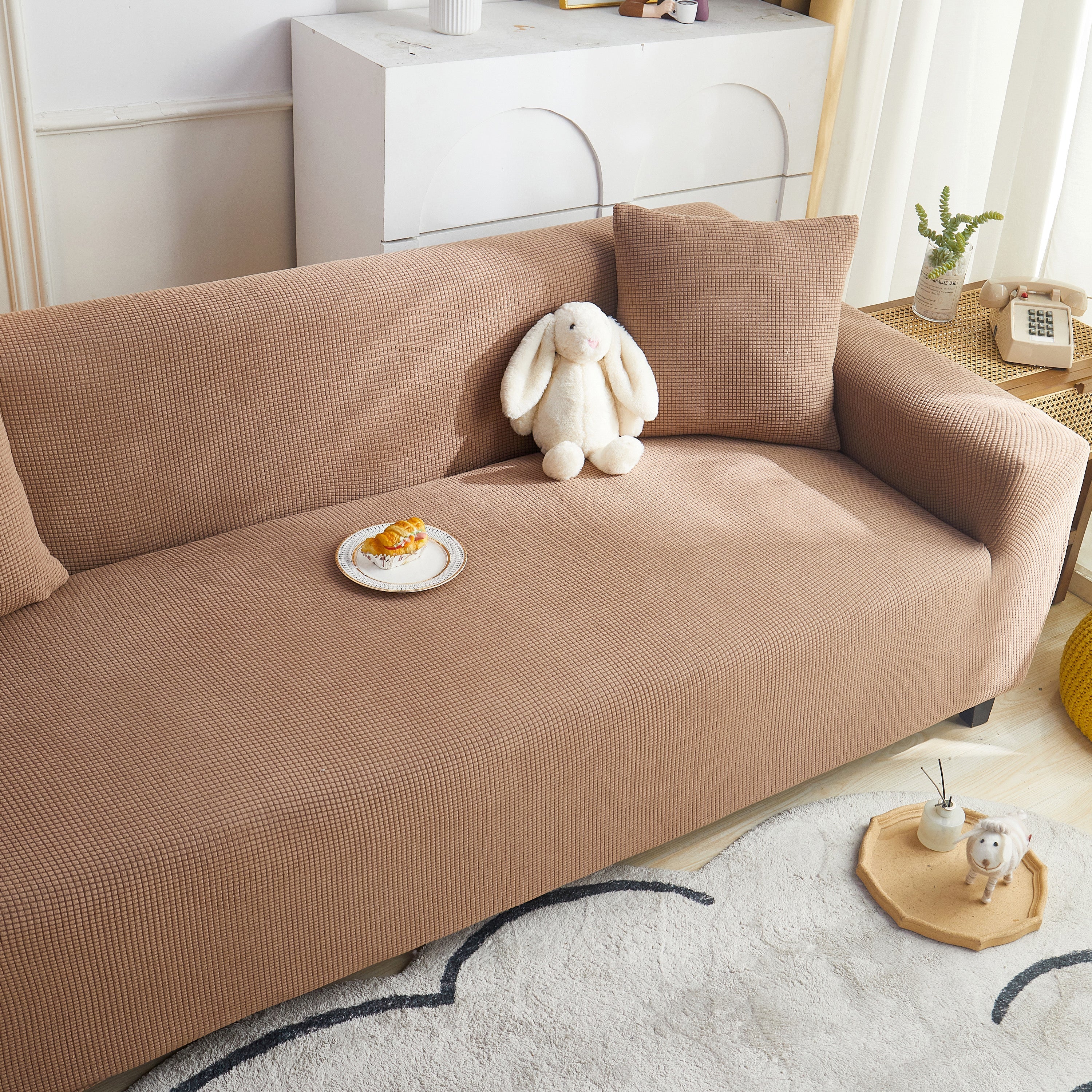 Grid Textured Stretch Sofa Cover, Soft Elastic Slipcover for Couch Protection - Image 19