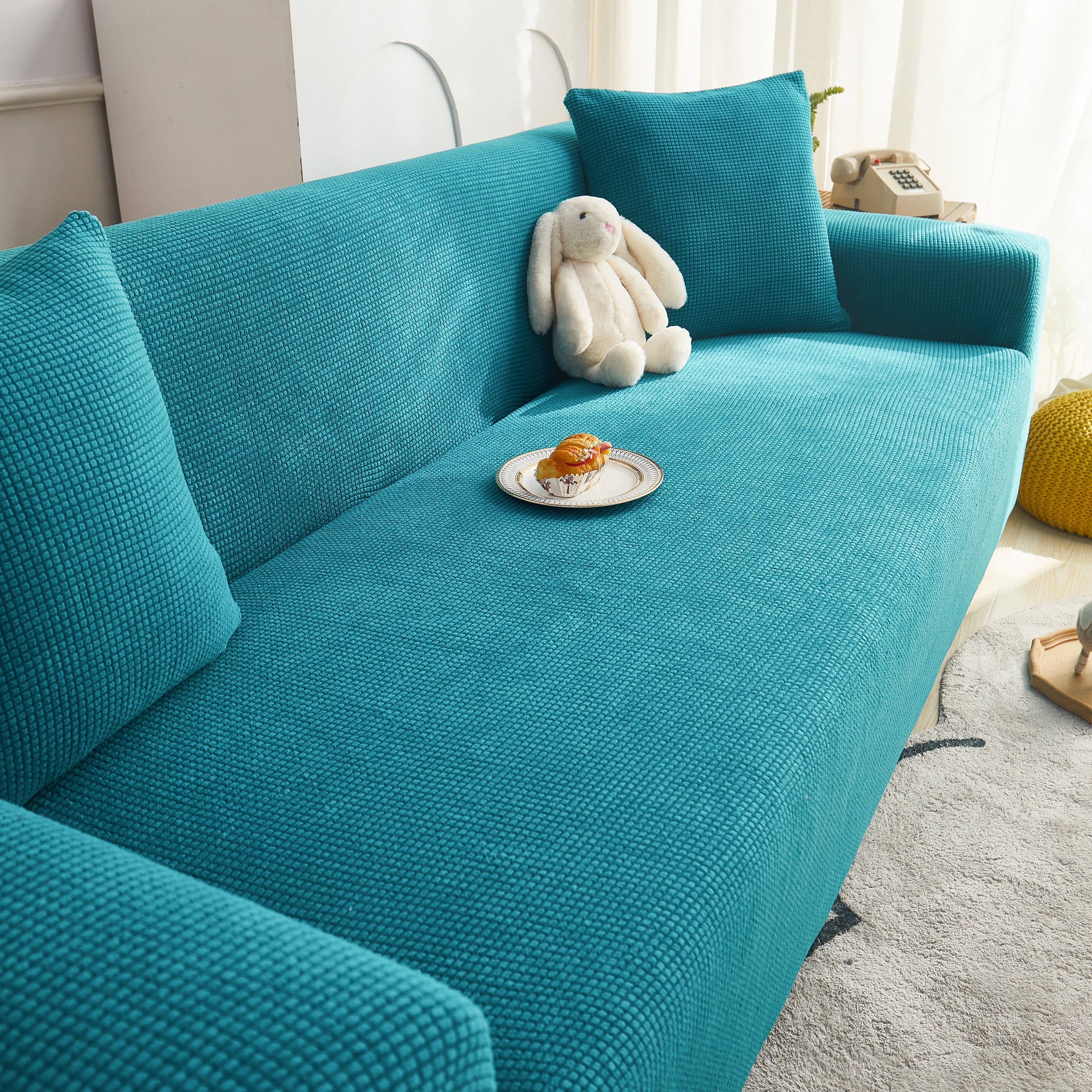 Grid Textured Stretch Sofa Cover, Soft Elastic Slipcover for Couch Protection - Image 198
