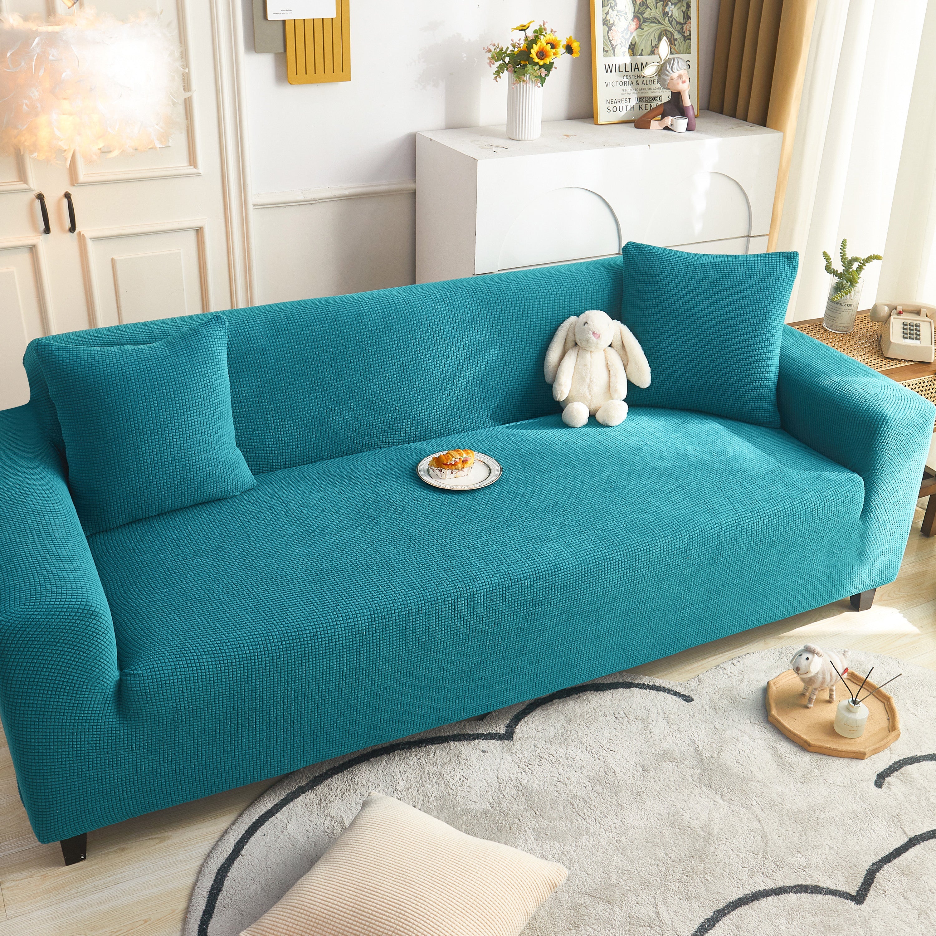Grid Textured Stretch Sofa Cover, Soft Elastic Slipcover for Couch Protection - Image 200