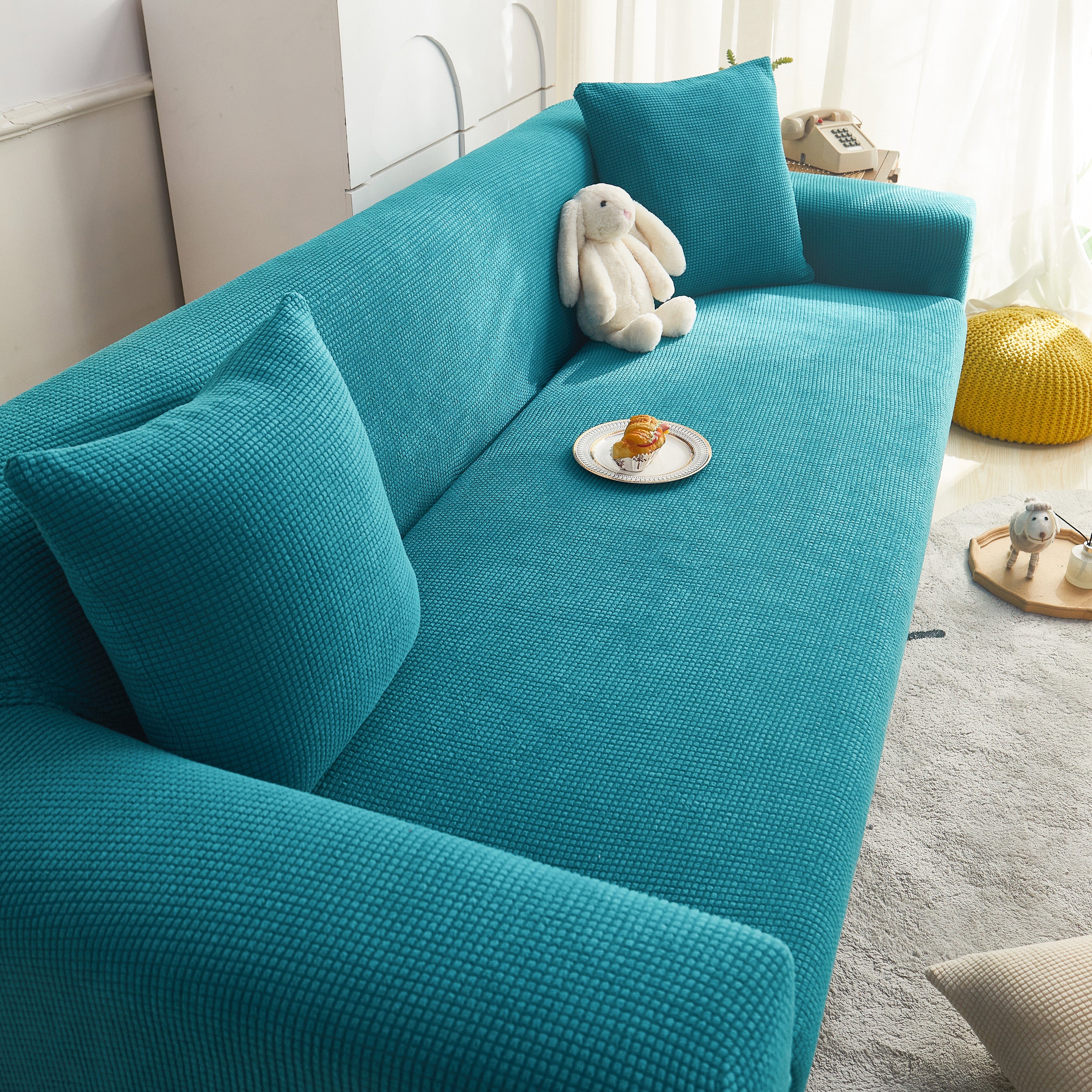 Grid Textured Stretch Sofa Cover, Soft Elastic Slipcover for Couch Protection - Image 202