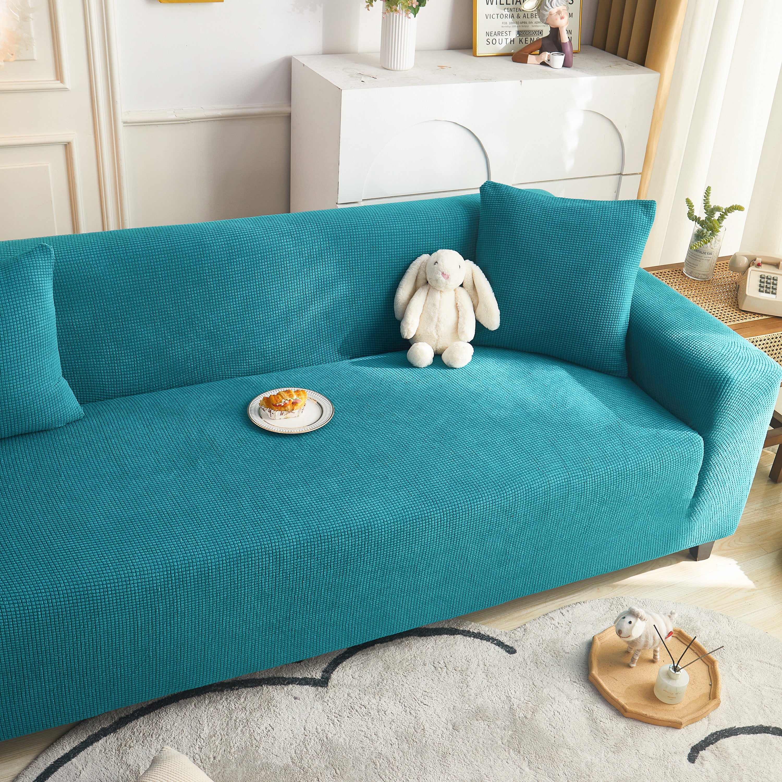 Grid Textured Stretch Sofa Cover, Soft Elastic Slipcover for Couch Protection - Image 203