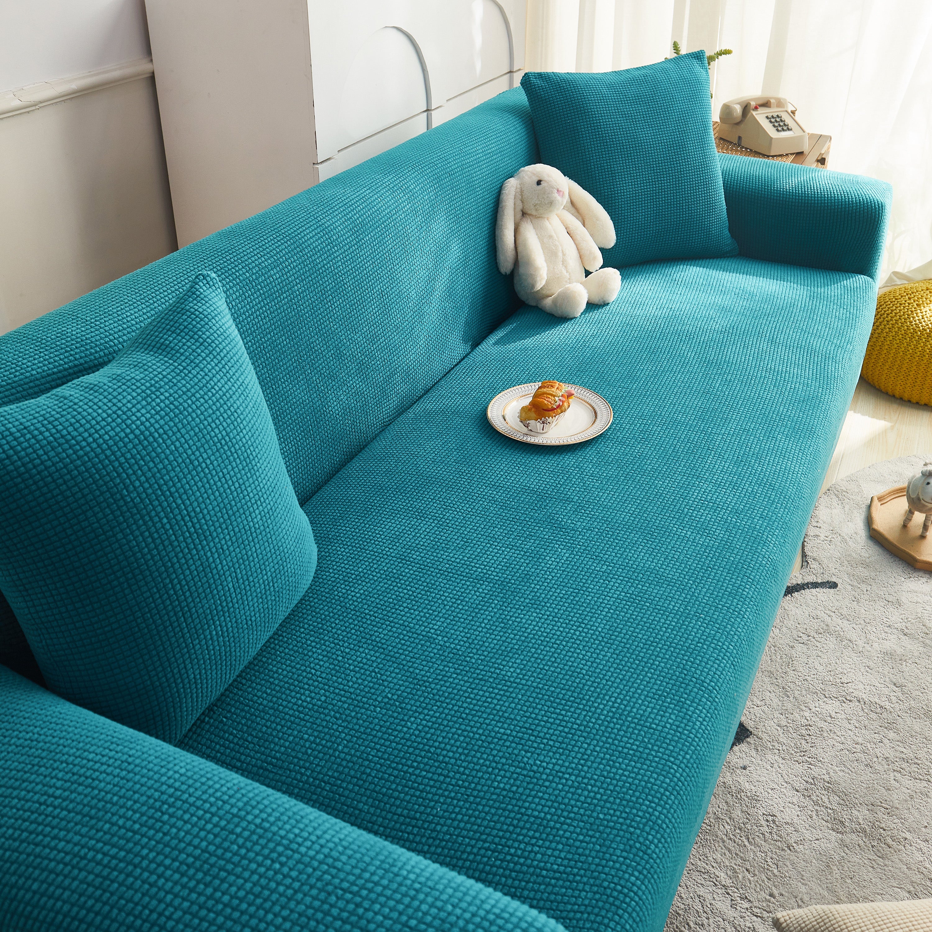 Grid Textured Stretch Sofa Cover, Soft Elastic Slipcover for Couch Protection - Image 204