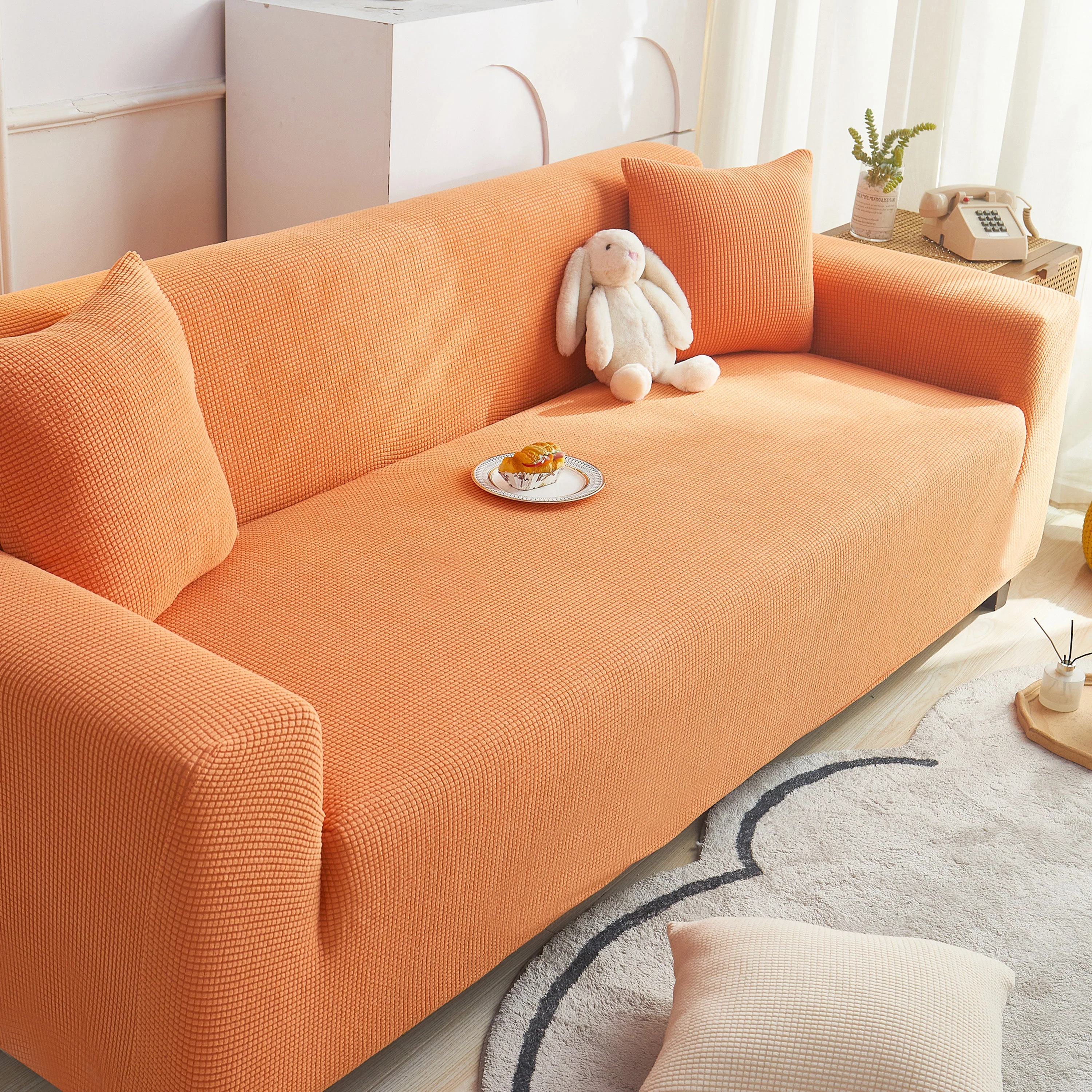 Grid Textured Stretch Sofa Cover, Soft Elastic Slipcover for Couch Protection - Image 24