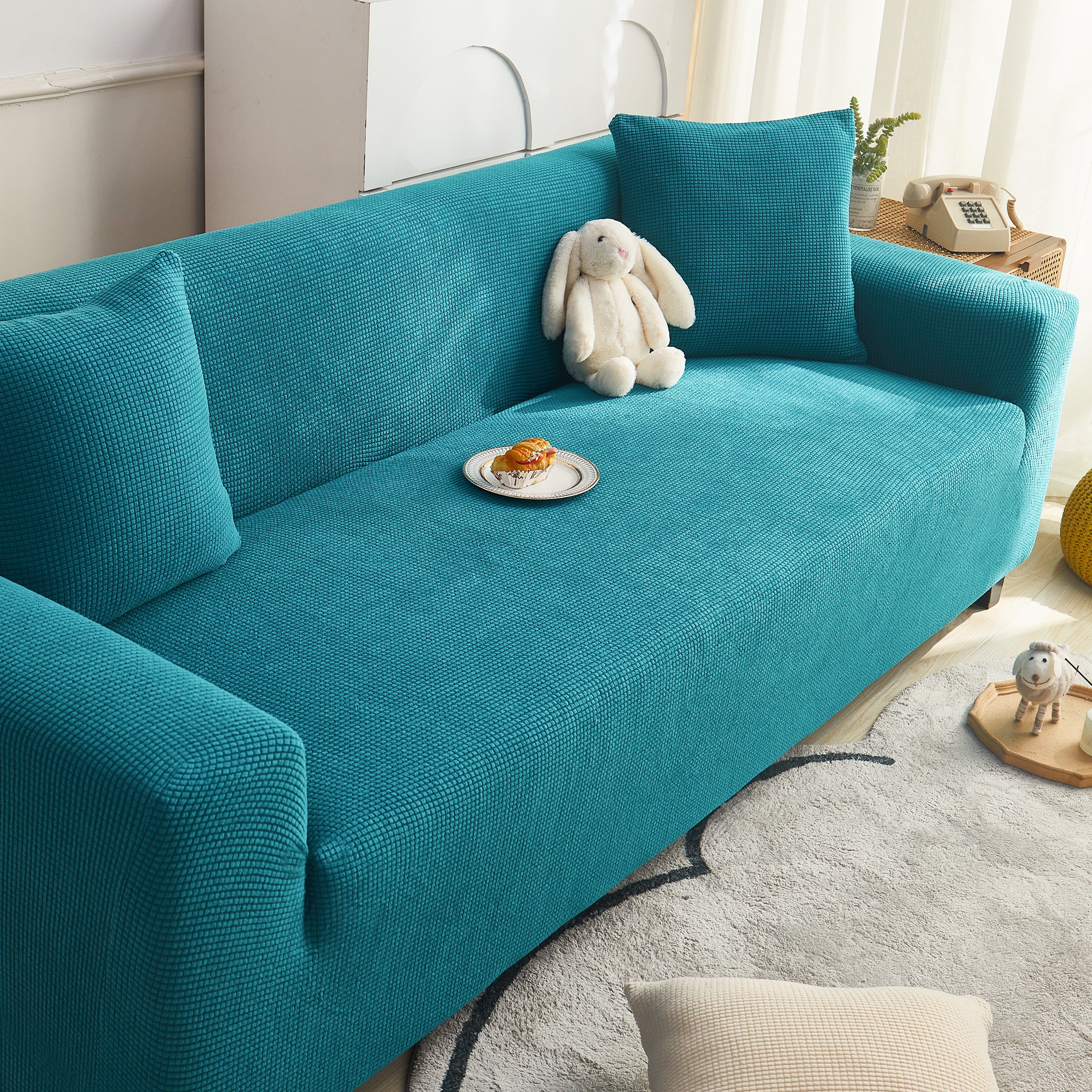 Grid Textured Stretch Sofa Cover, Soft Elastic Slipcover for Couch Protection - Image 26