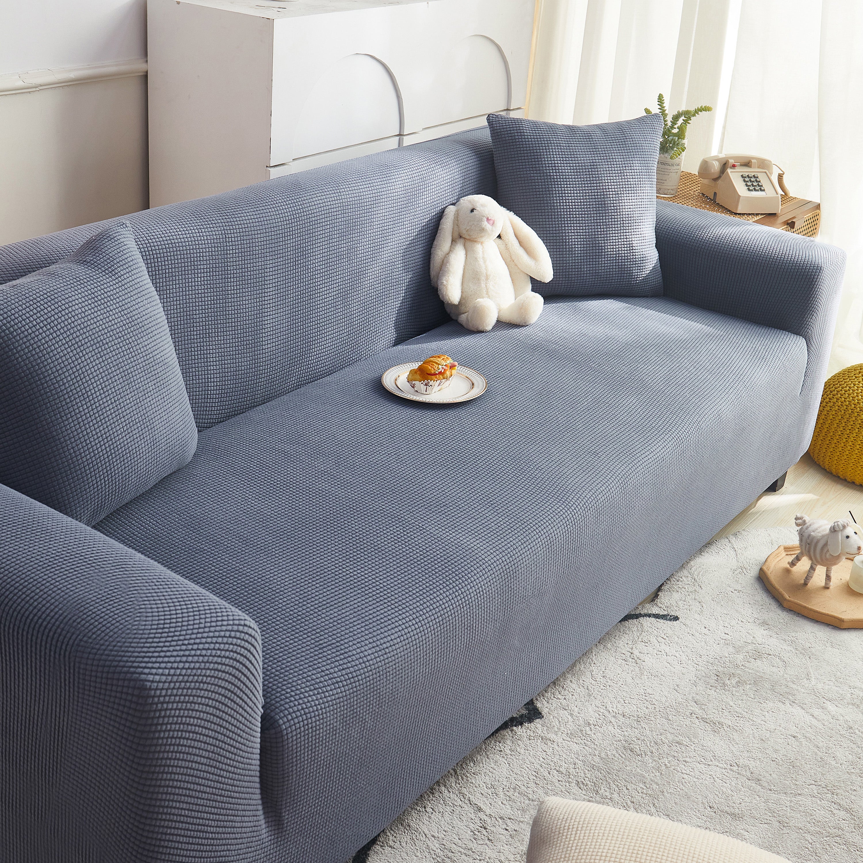 Grid Textured Stretch Sofa Cover, Soft Elastic Slipcover for Couch Protection - Image 27