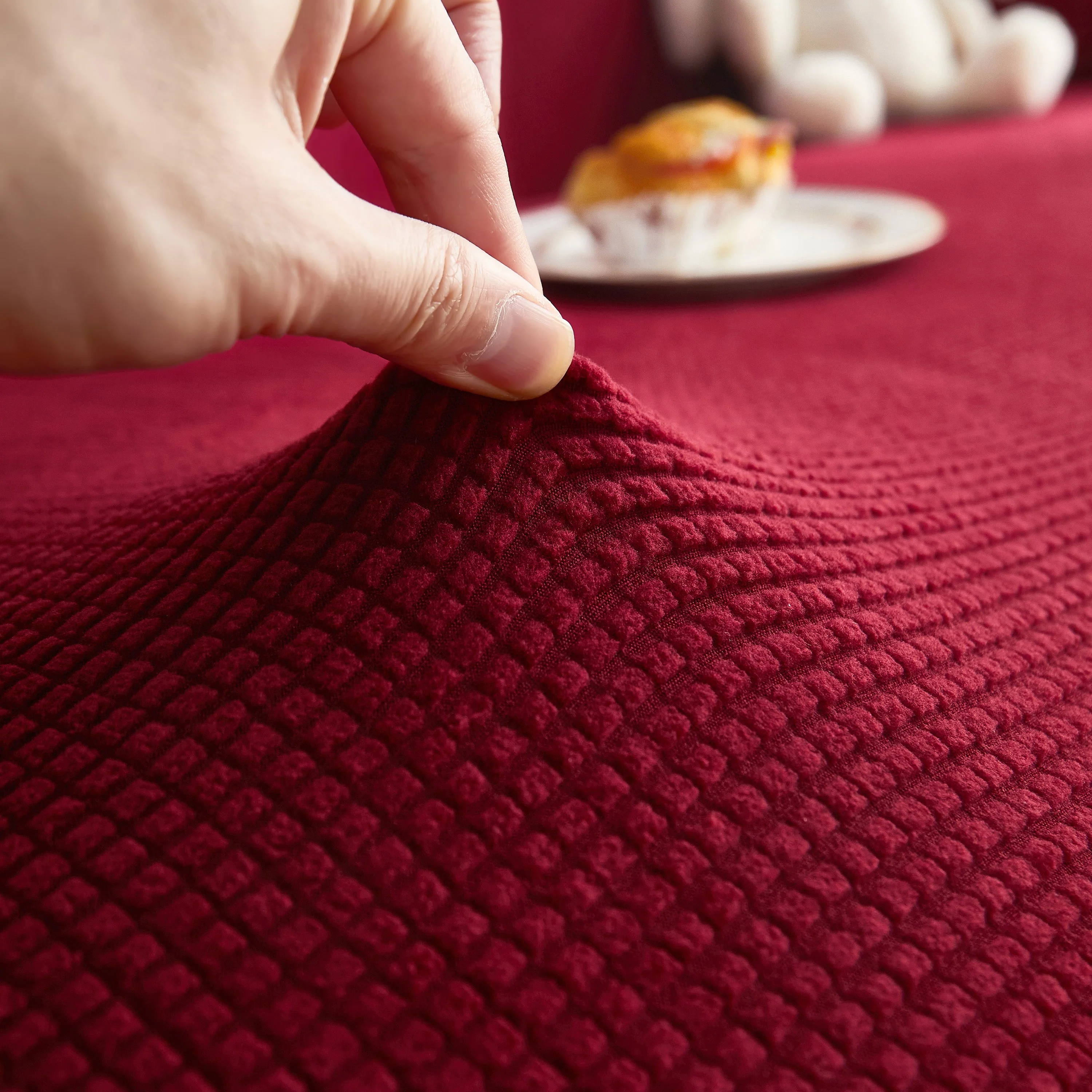 Grid Textured Stretch Sofa Cover, Soft Elastic Slipcover for Couch Protection - Image 41