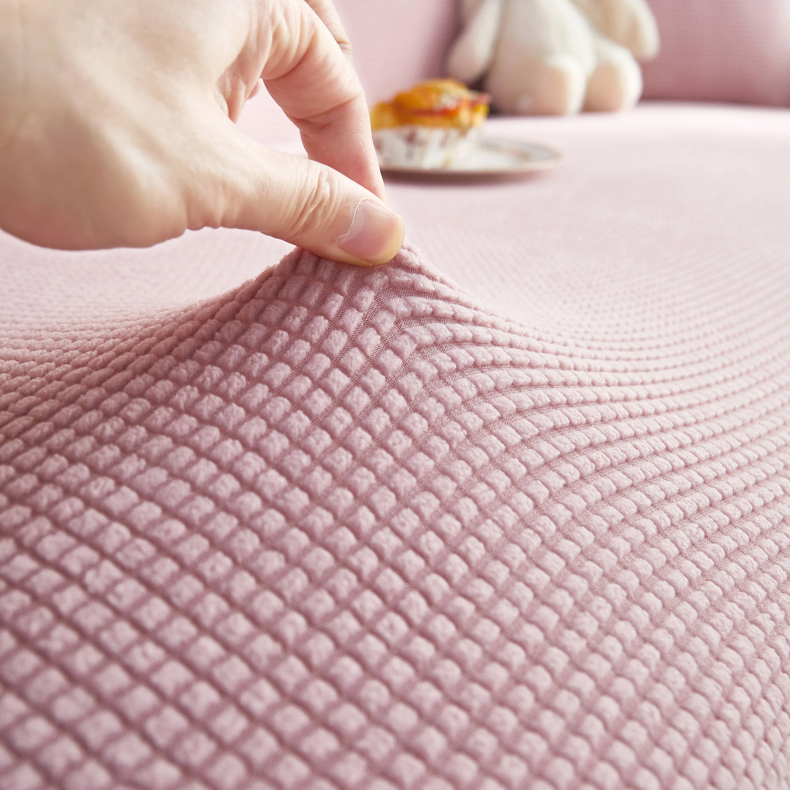 Grid Textured Stretch Sofa Cover, Soft Elastic Slipcover for Couch Protection - Image 66
