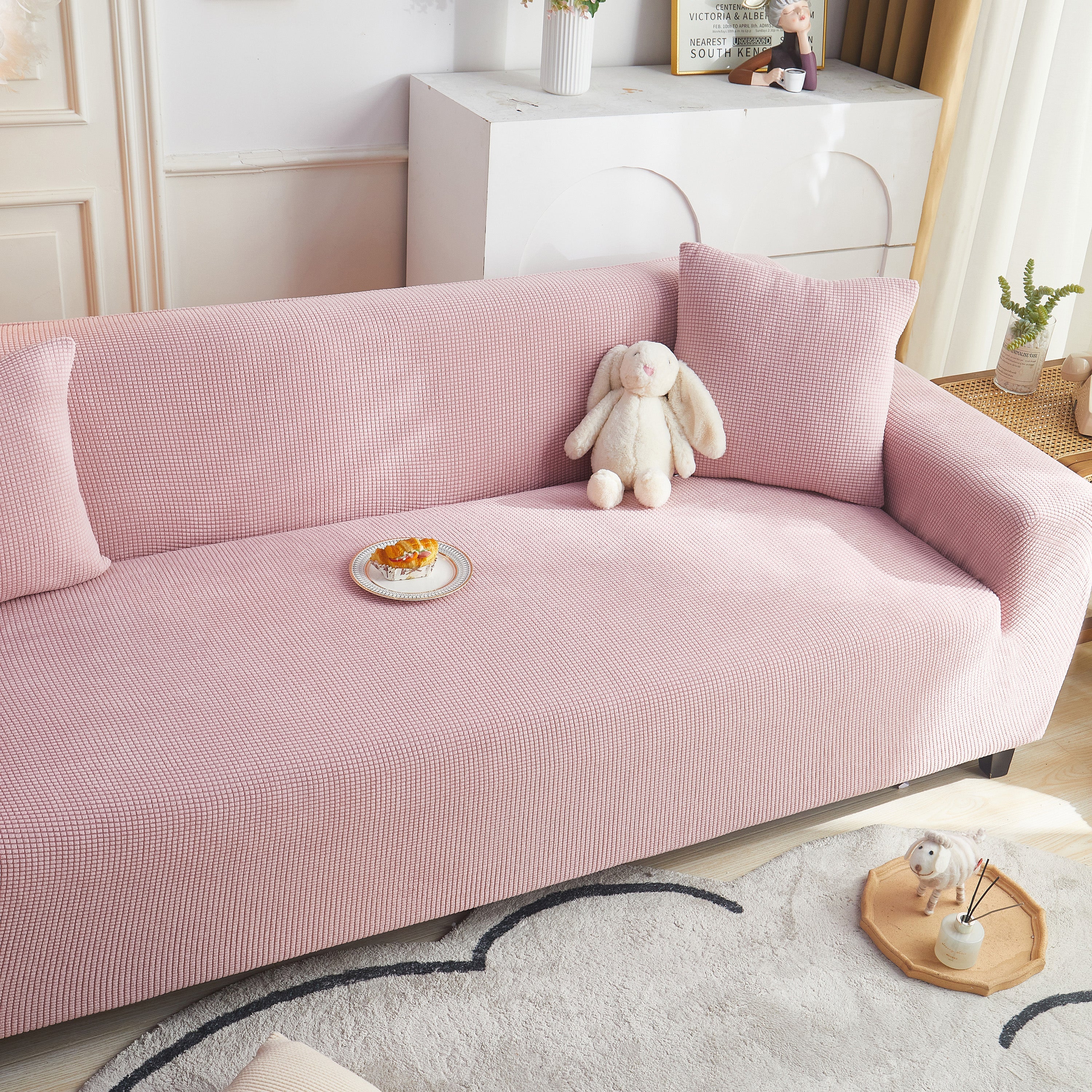Grid Textured Stretch Sofa Cover, Soft Elastic Slipcover for Couch Protection - Image 83
