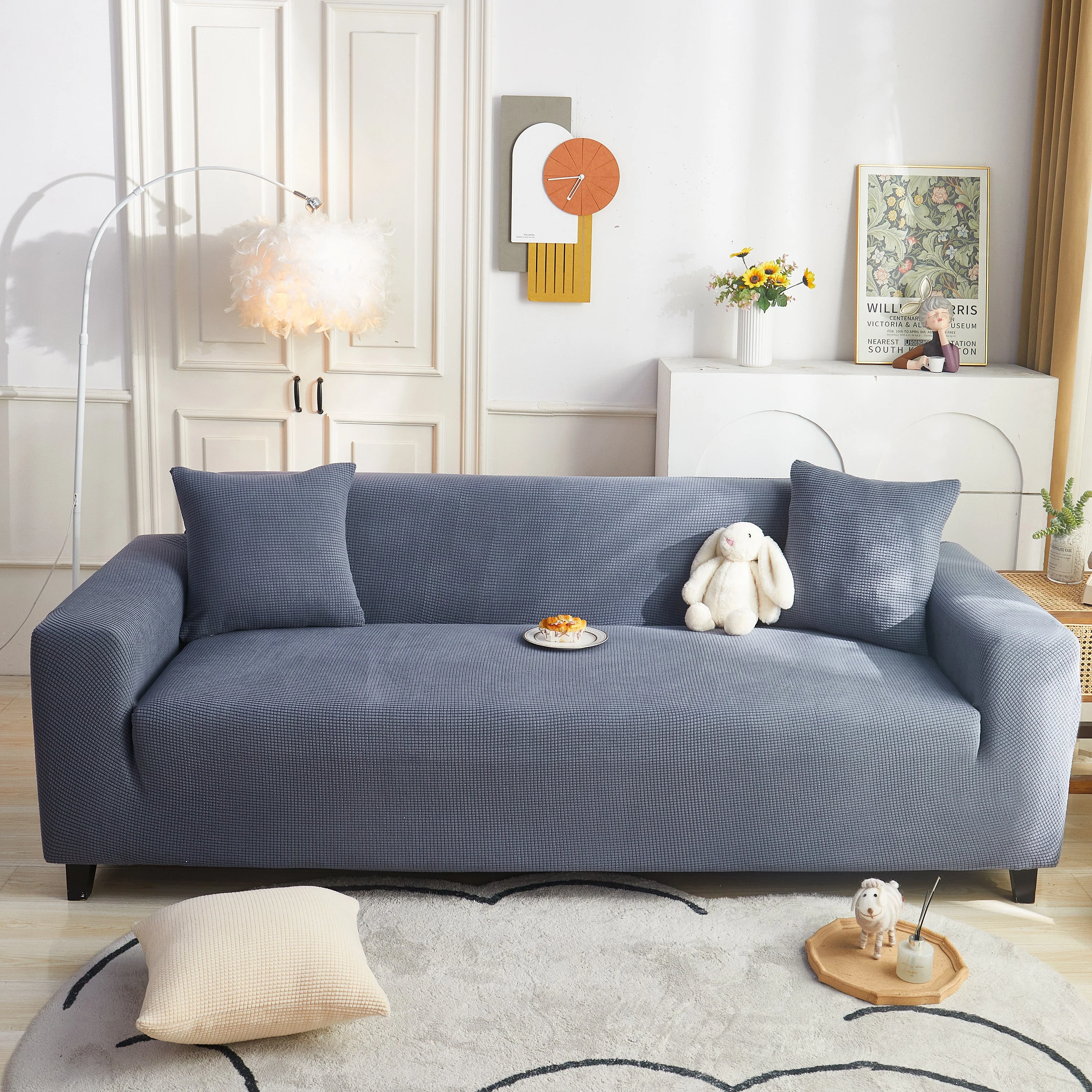 Grid Textured Stretch Sofa Cover, Soft Elastic Slipcover for Couch Protection - Image 84