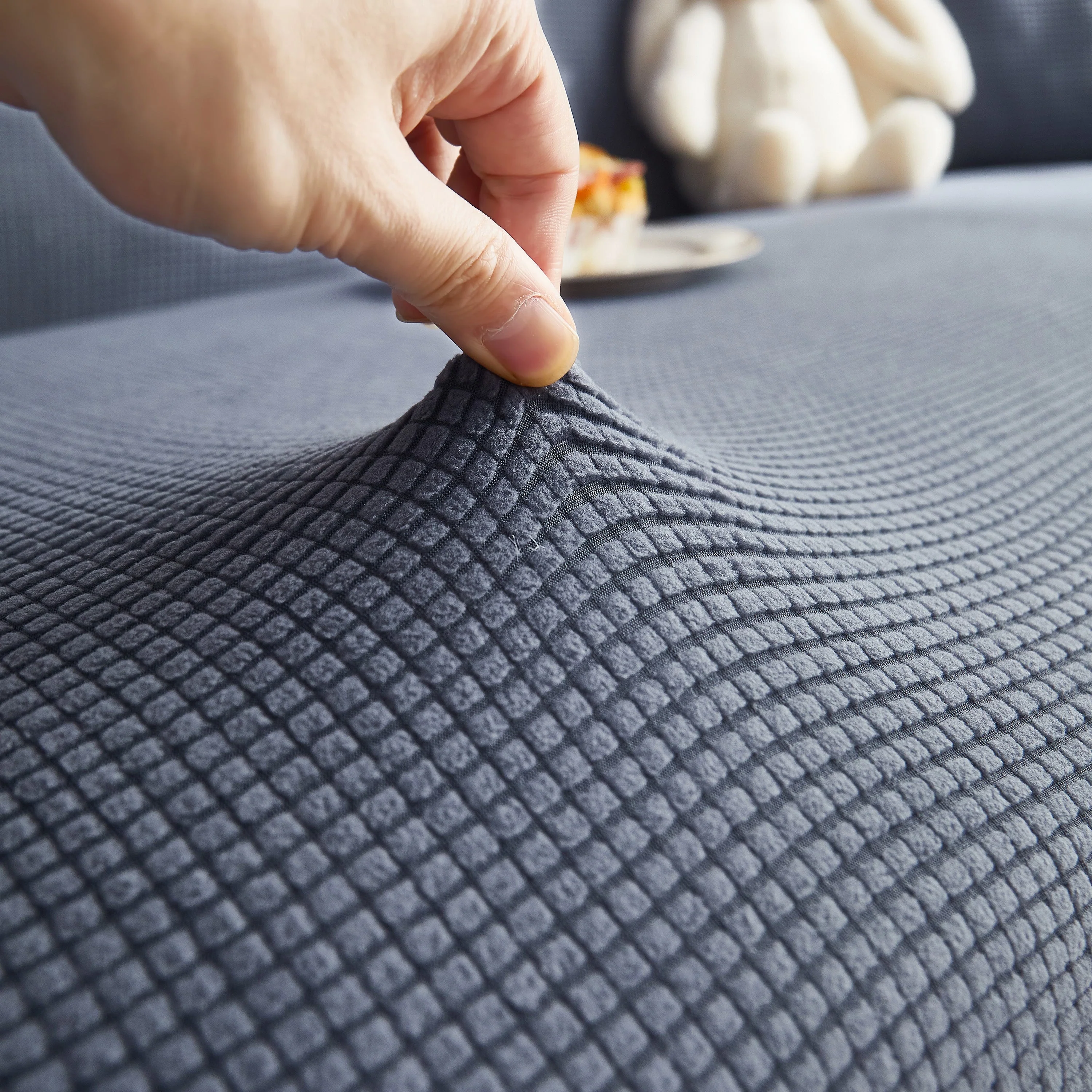 Grid Textured Stretch Sofa Cover, Soft Elastic Slipcover for Couch Protection - Image 85