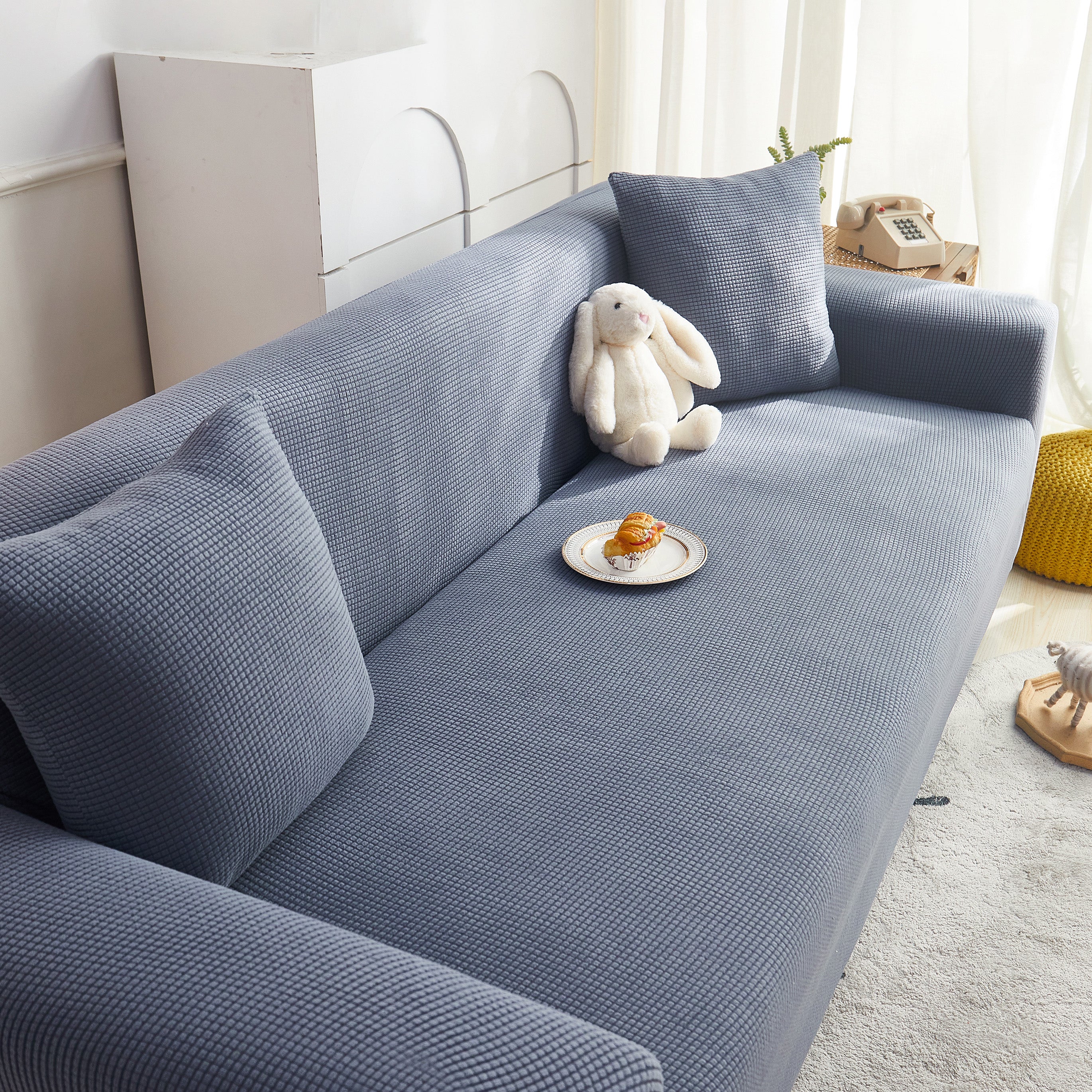 Grid Textured Stretch Sofa Cover, Soft Elastic Slipcover for Couch Protection - Image 87