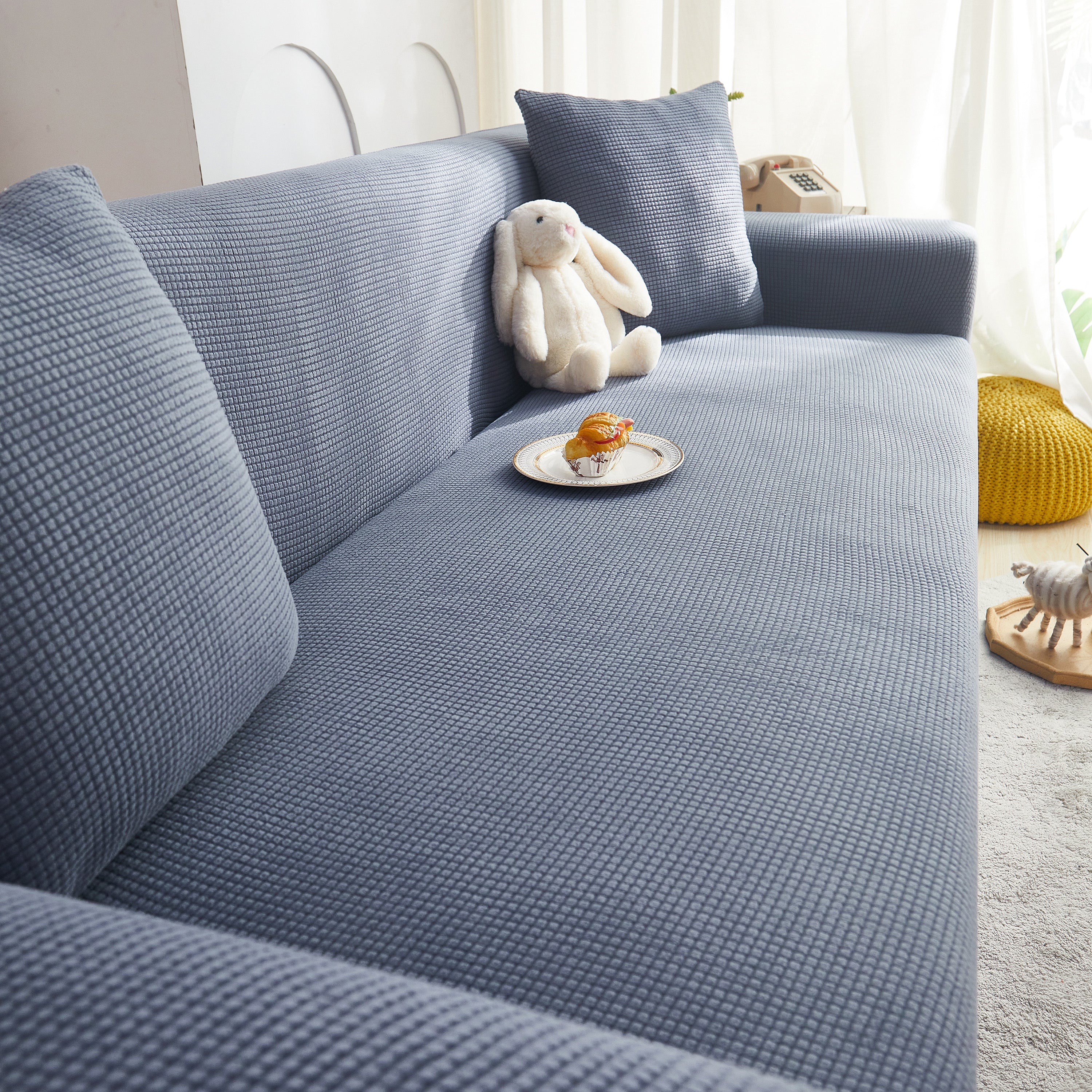 Grid Textured Stretch Sofa Cover, Soft Elastic Slipcover for Couch Protection - Image 92