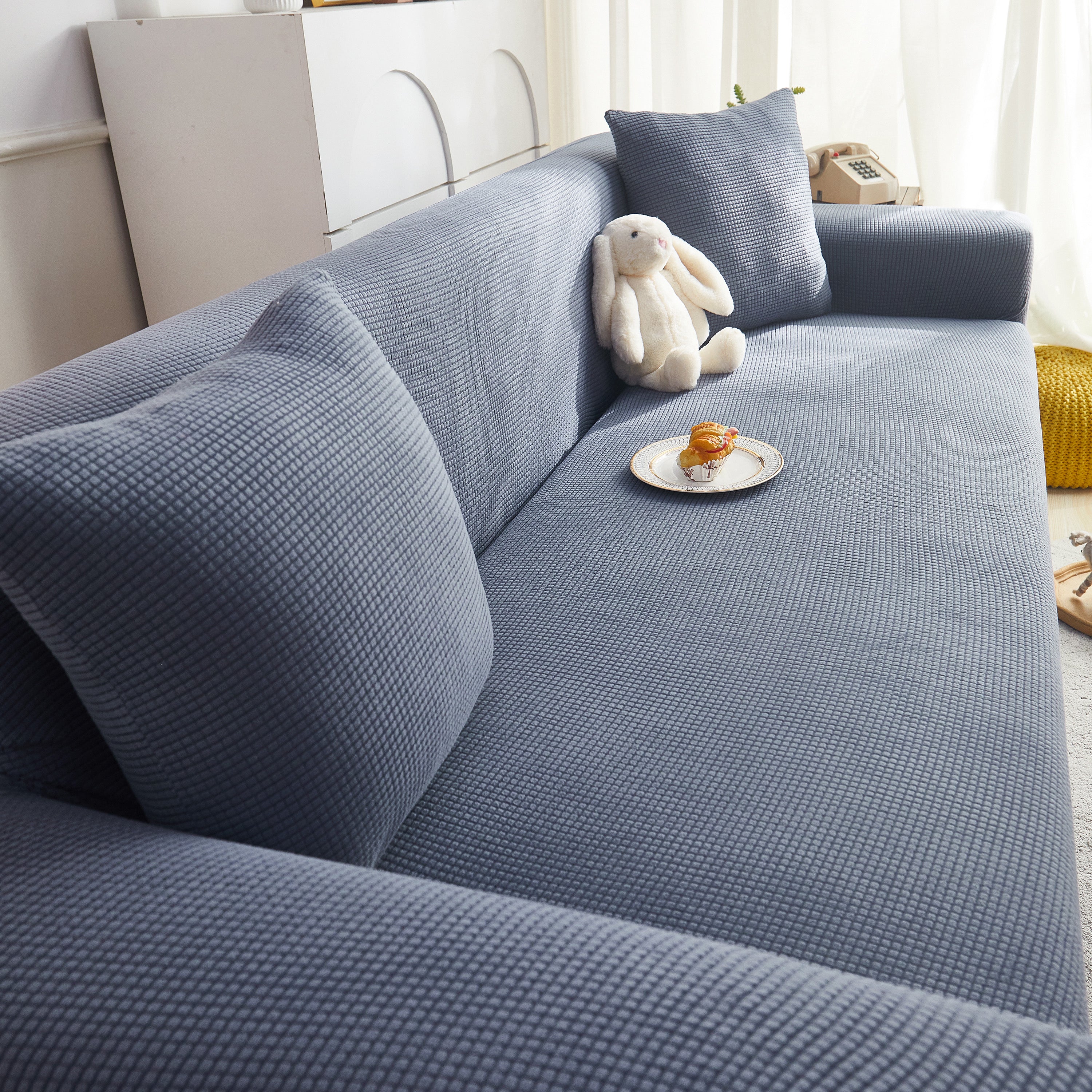Grid Textured Stretch Sofa Cover, Soft Elastic Slipcover for Couch Protection - Image 94