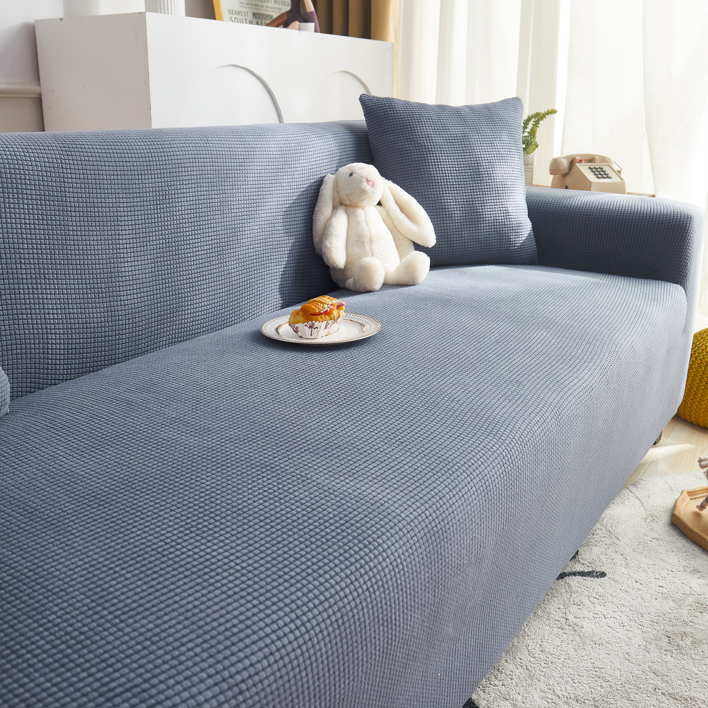 Grid Textured Stretch Sofa Cover, Soft Elastic Slipcover for Couch Protection - Image 96