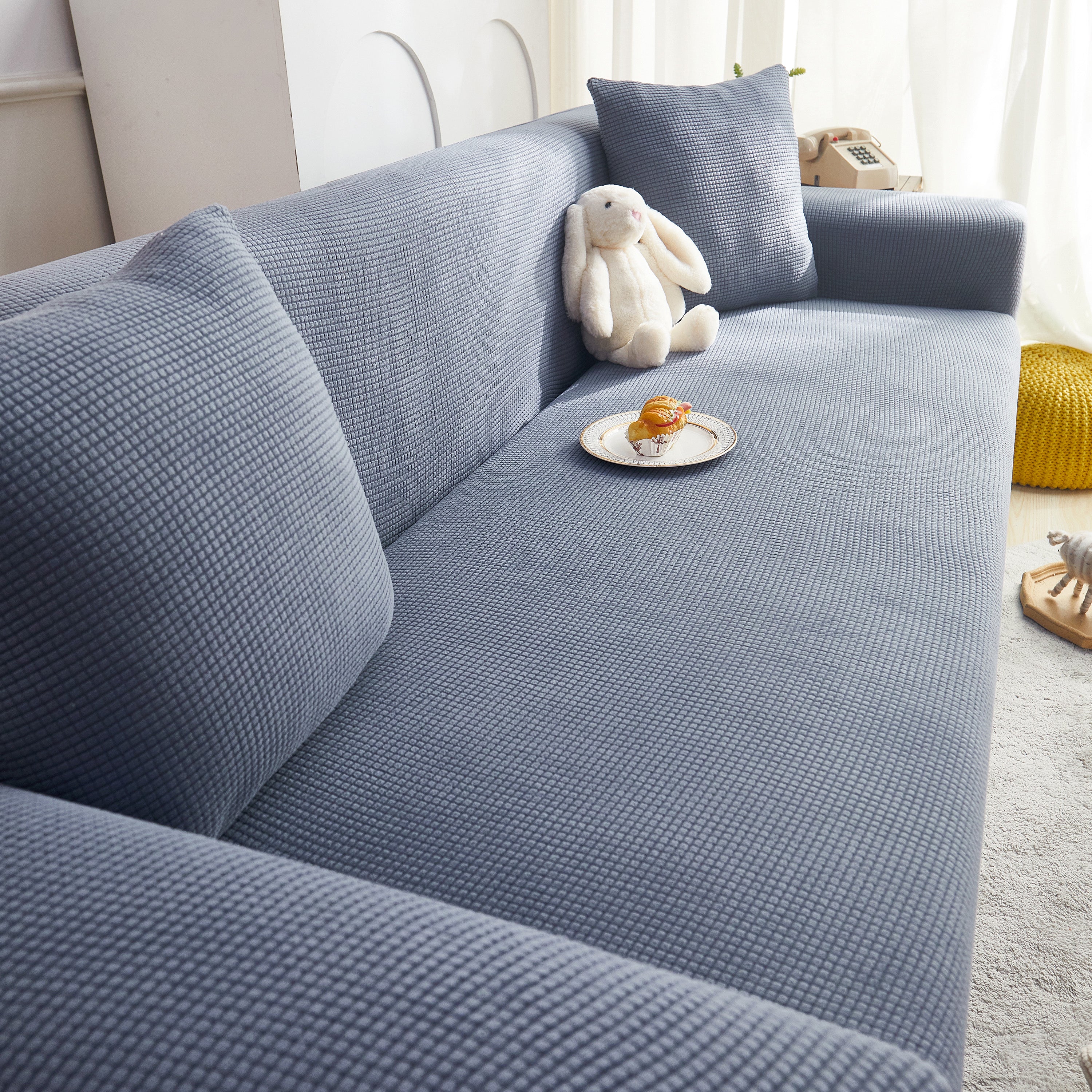 Grid Textured Stretch Sofa Cover, Soft Elastic Slipcover for Couch Protection - Image 97