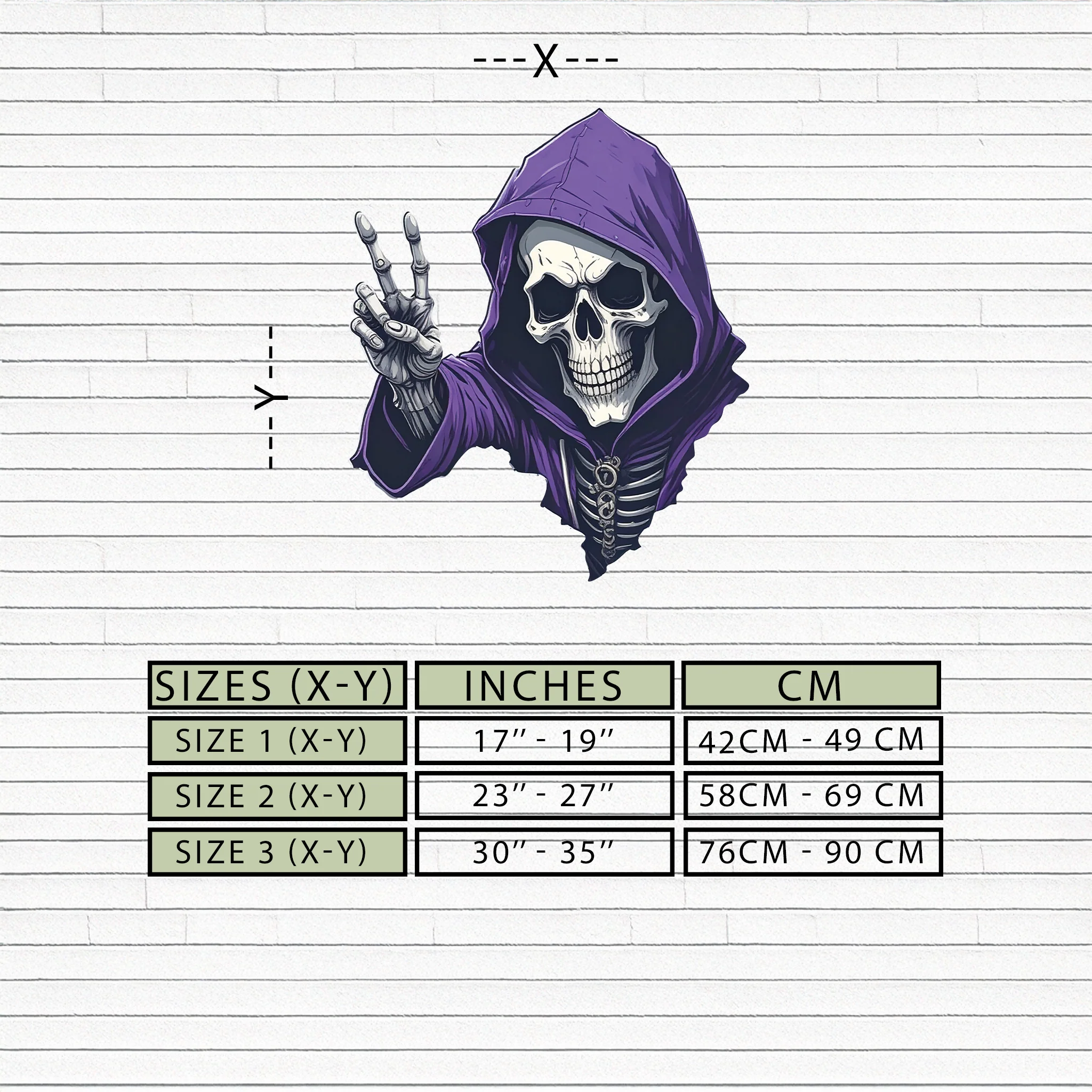 Grim Reaper Peace Metal Wall Art – Purple Skull UV Print Decor-KAFUVM019 - Image 9