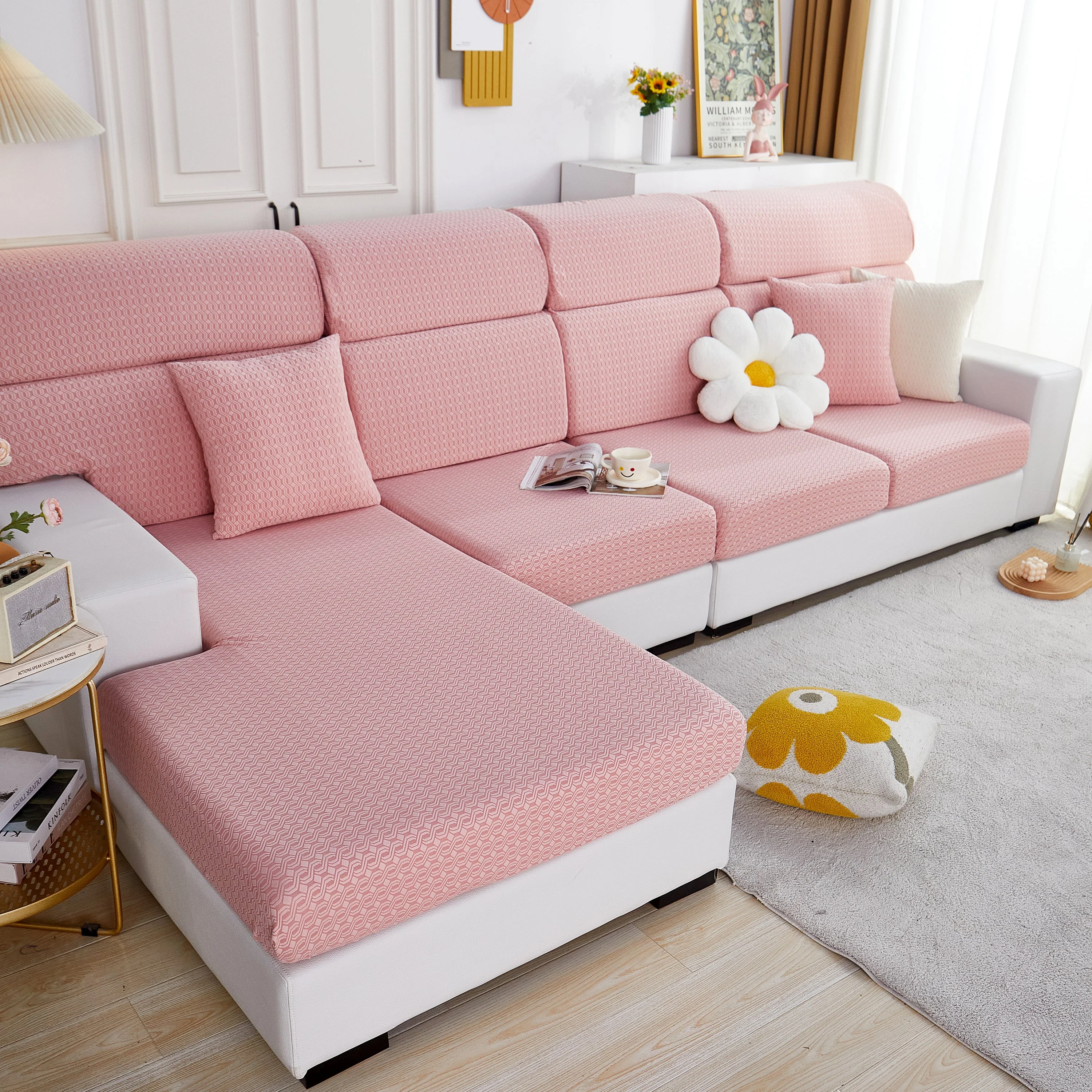 Growth Rings Jacquard Fleece Fabric Stretch Cushion Cover, Non-Slip Furniture Protector for Kids, Couch Cushion Covers - Image 12