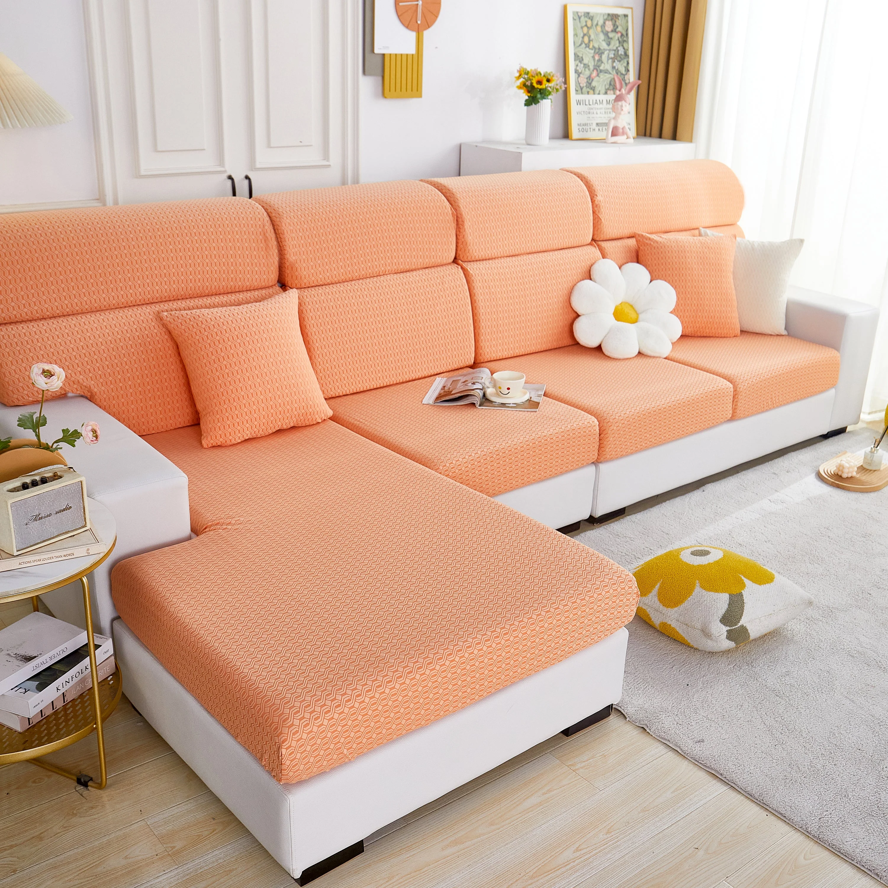 Growth Rings Jacquard Fleece Fabric Stretch Cushion Cover, Non-Slip Furniture Protector for Kids, Couch Cushion Covers - Image 13
