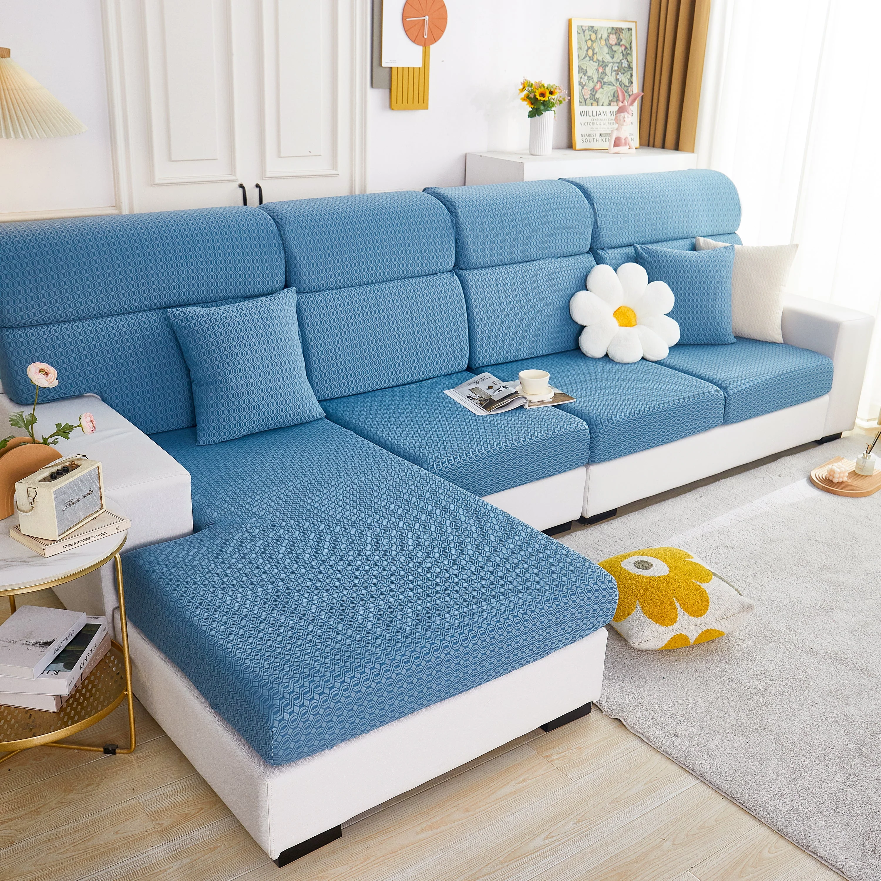 Growth Rings Jacquard Fleece Fabric Stretch Cushion Cover, Non-Slip Furniture Protector for Kids, Couch Cushion Covers - Image 14