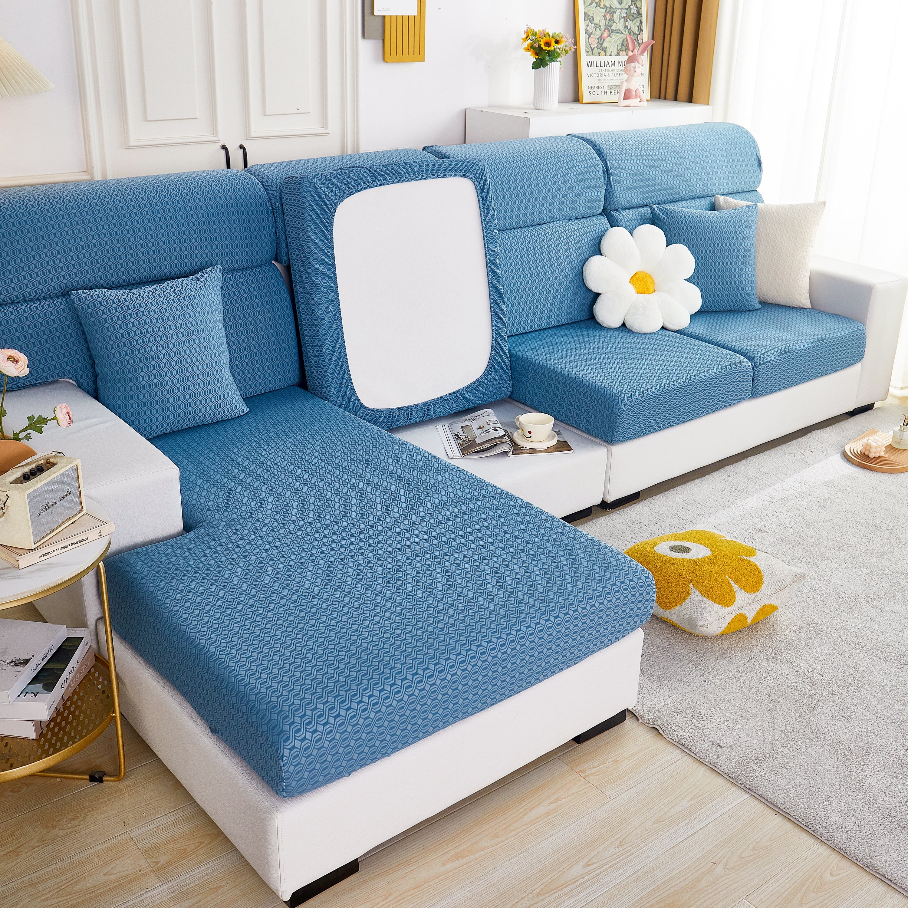 Growth Rings Jacquard Fleece Fabric Stretch Cushion Cover, Non-Slip Furniture Protector for Kids, Couch Cushion Covers - Image 44