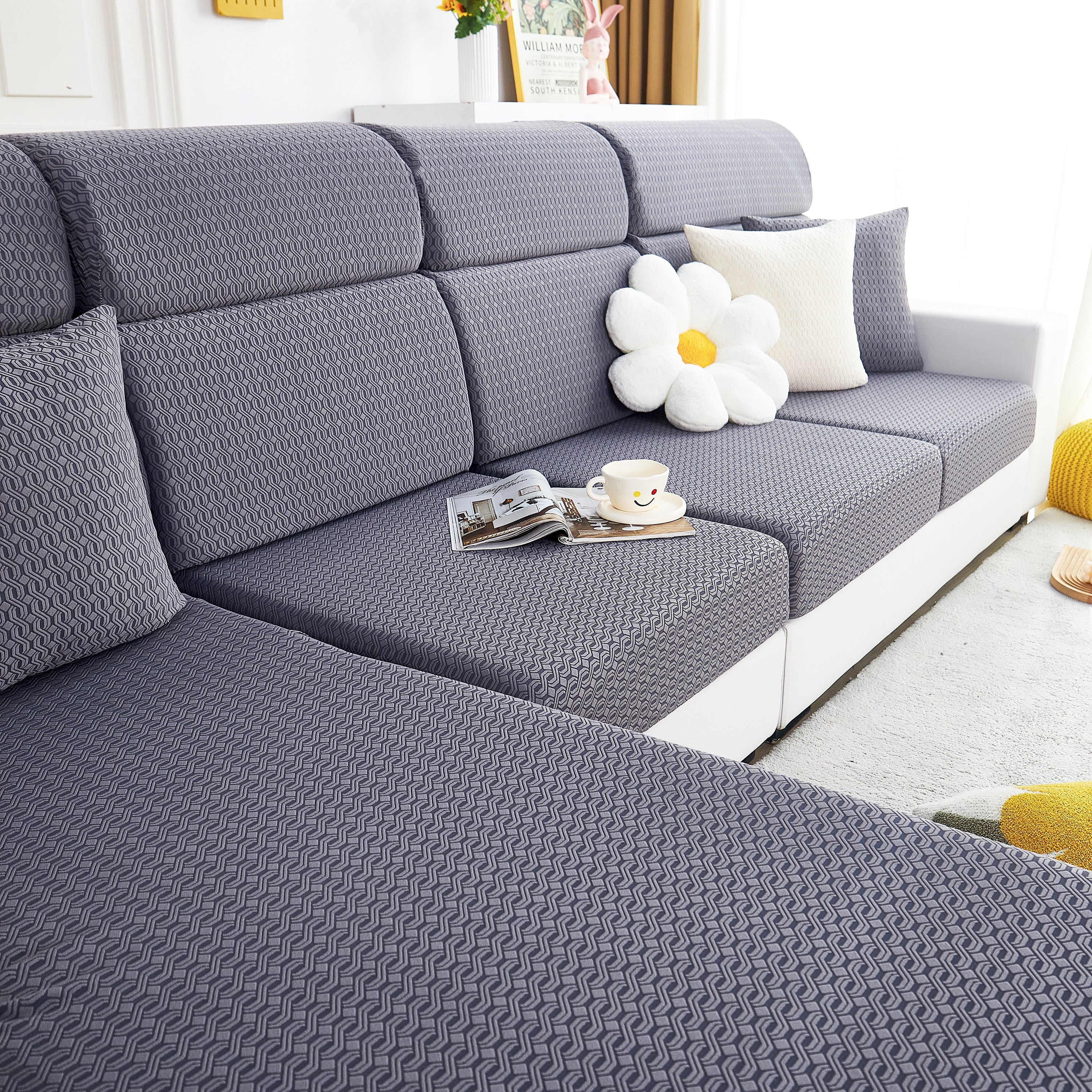 Growth Rings Jacquard Fleece Fabric Stretch Cushion Cover, Non-Slip Furniture Protector for Kids, Couch Cushion Covers - Image 61