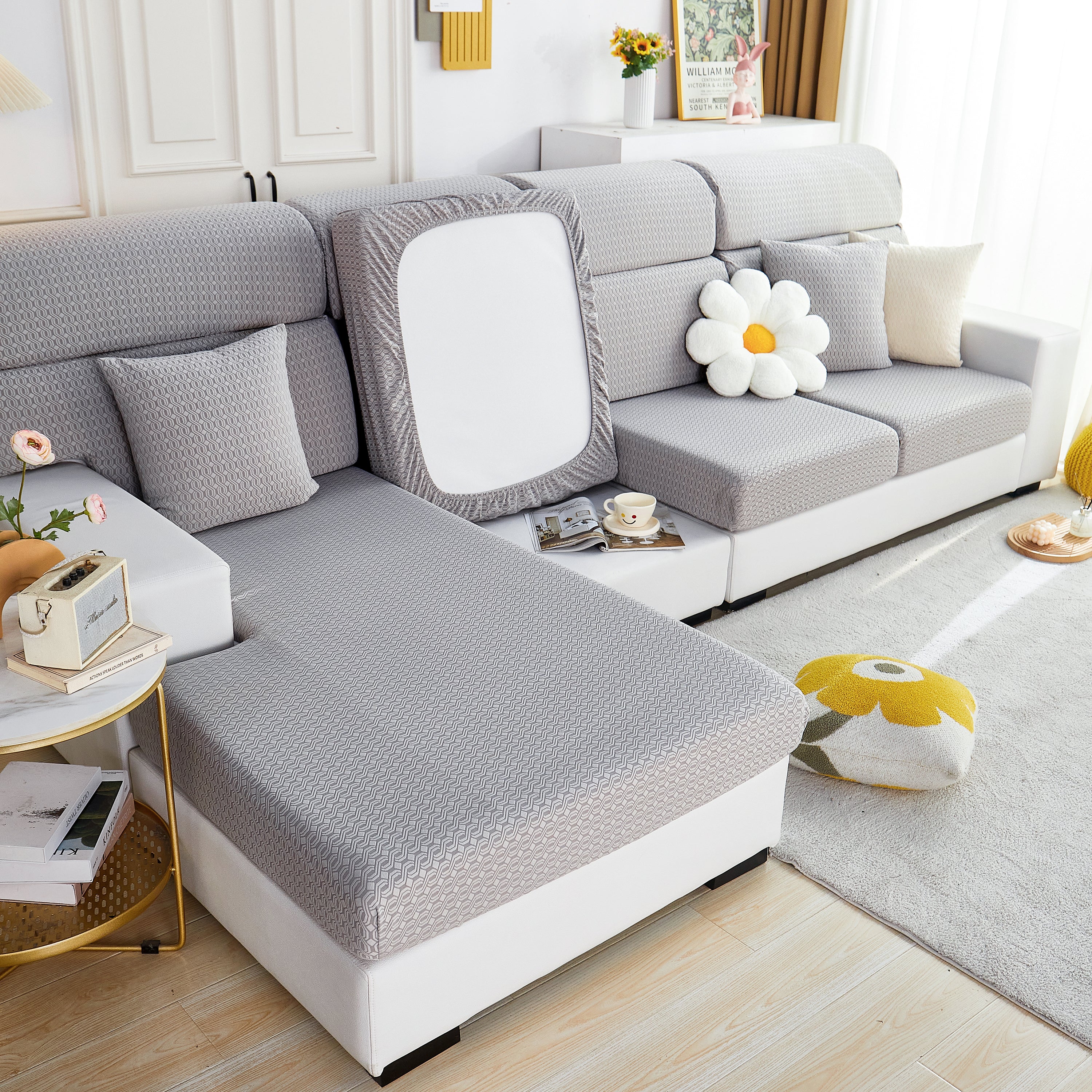 Growth Rings Jacquard Fleece Fabric Stretch Cushion Cover, Non-Slip Furniture Protector for Kids, Couch Cushion Covers - Image 73
