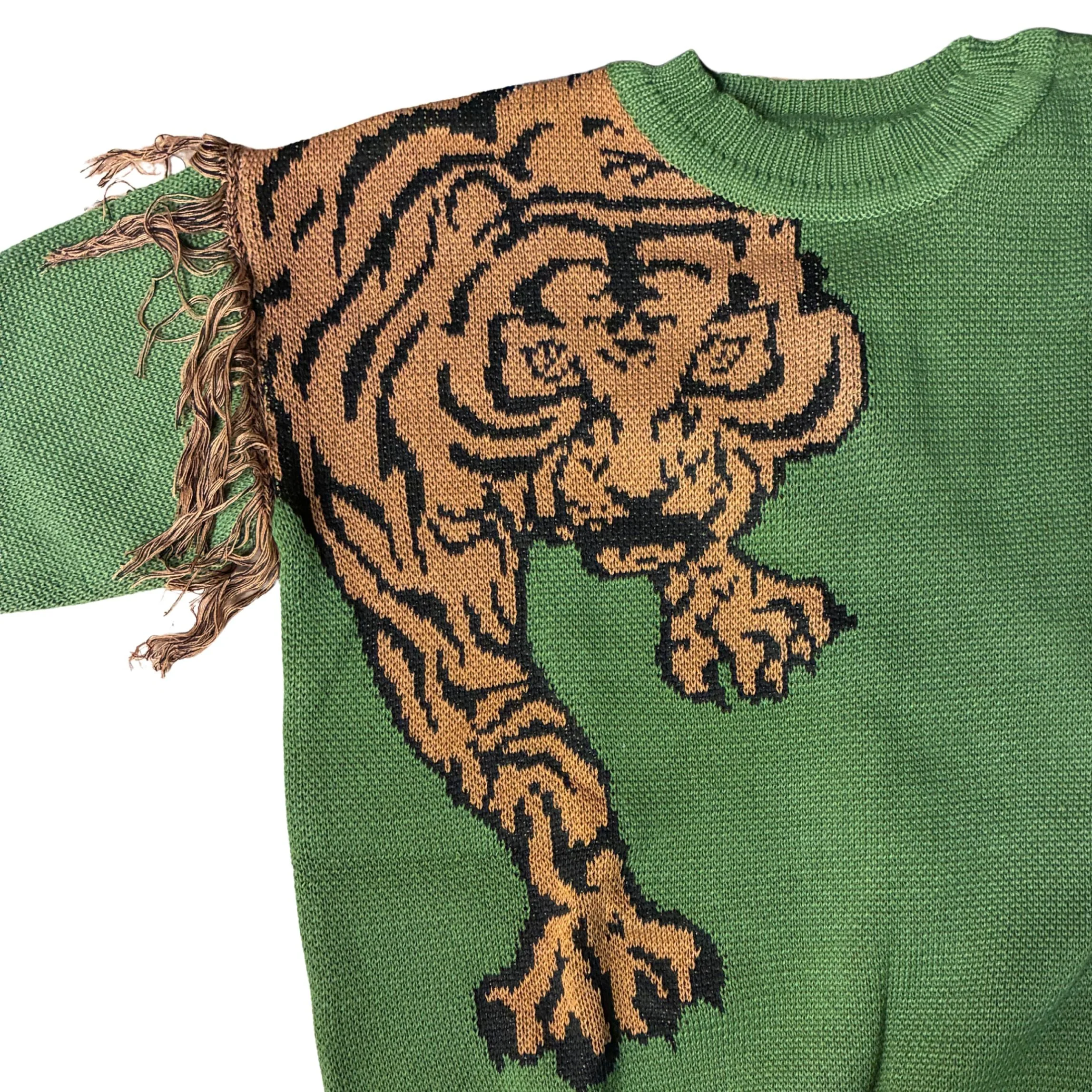 Grrr! Fringed Tiger Sweater in Green or Red [Sizes M-XL] - Image 5