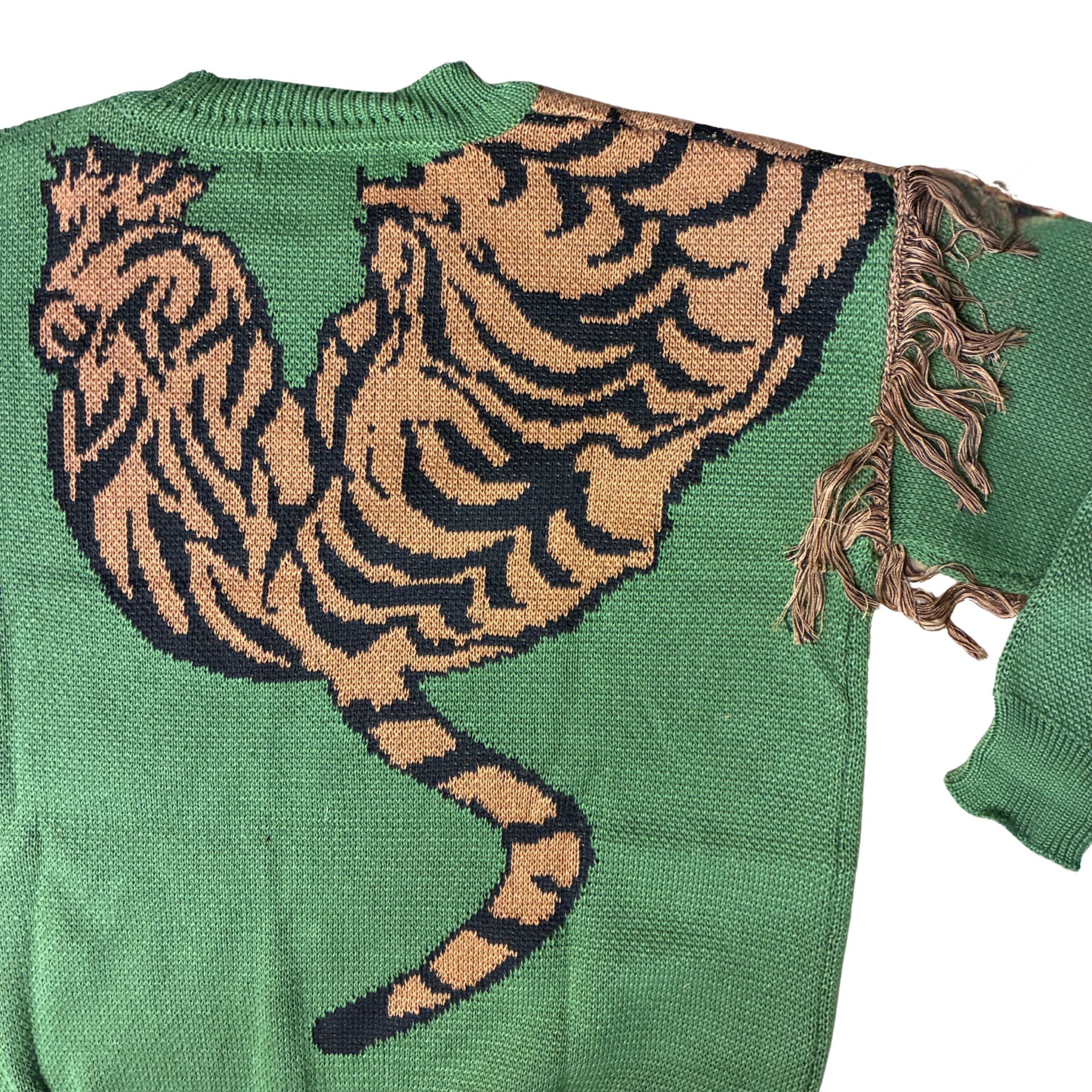 Grrr! Fringed Tiger Sweater in Green or Red [Sizes M-XL] - Image 6