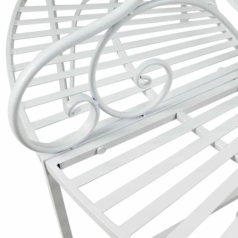 Half-Circle White Metal Outdoor Patio Garden Tree Bench - Image 3