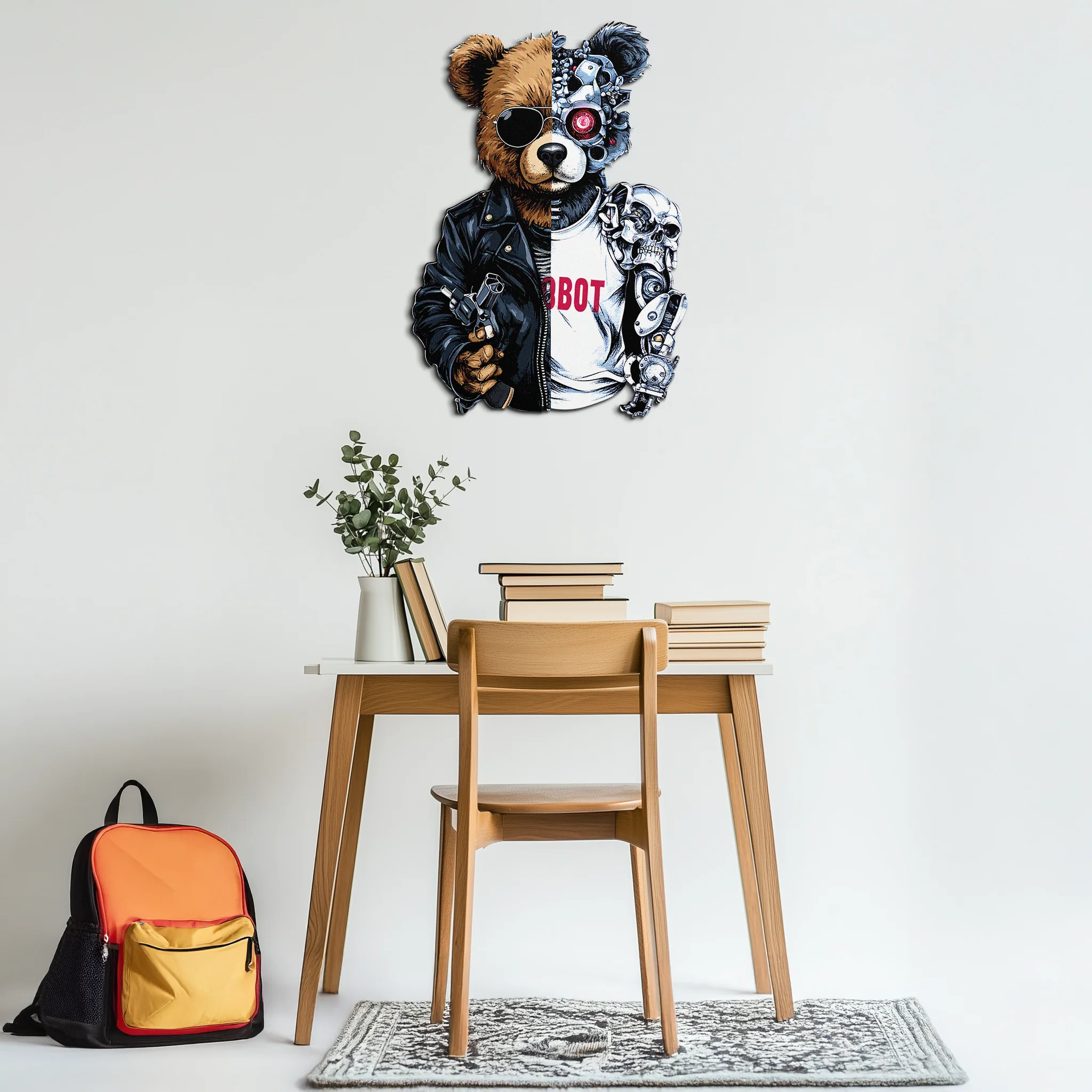 Half Cyborg Bear Wall Decor – Edgy Robo Teddy with Attitude-KAFUVM022 - Image 5