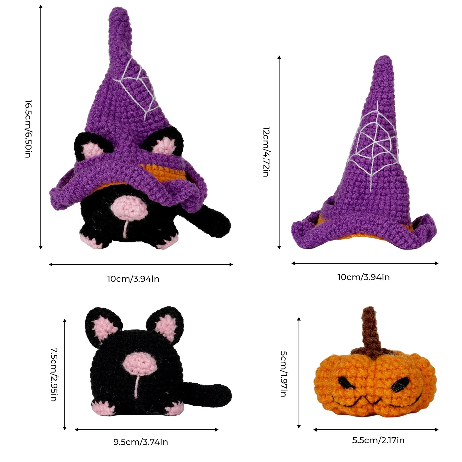 Halloween Cat Gnomes Amigurumi DIY Crochet Kit Wizardi F07N8-M210 - Image 6