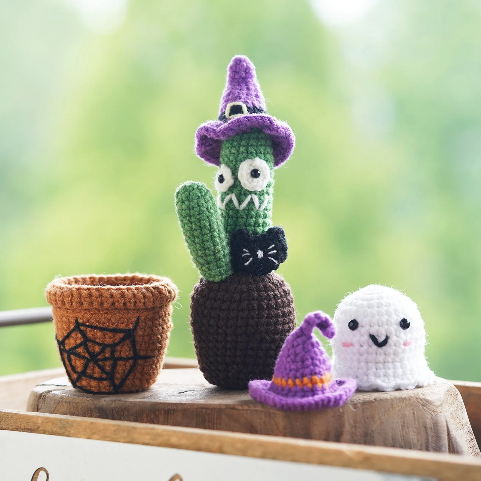 Halloween Plants with Ghost Amigurumi DIY Crochet Kit Wizardi F07N8-M226 - Image 2