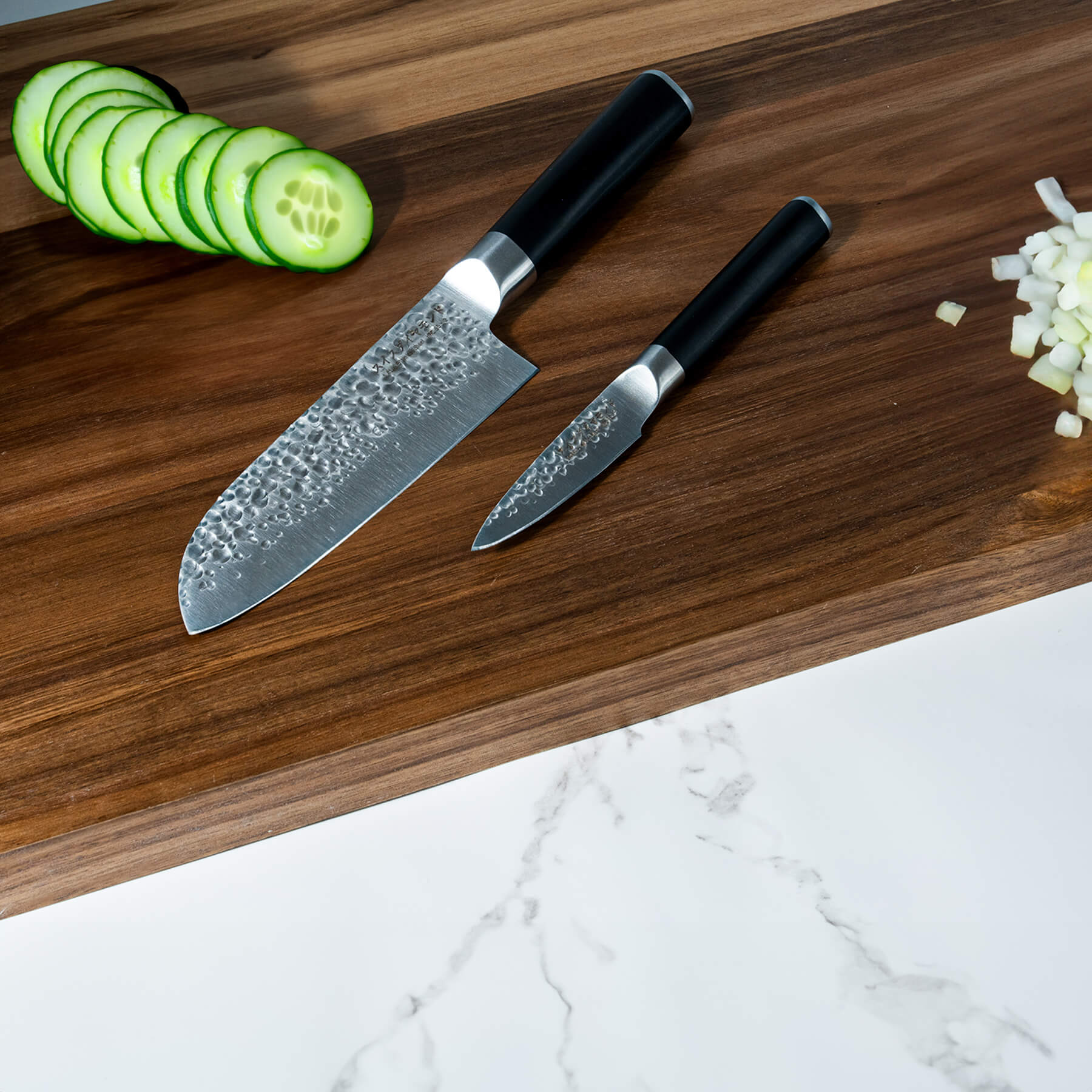 Hammered Santoku Paring Set - Image 3