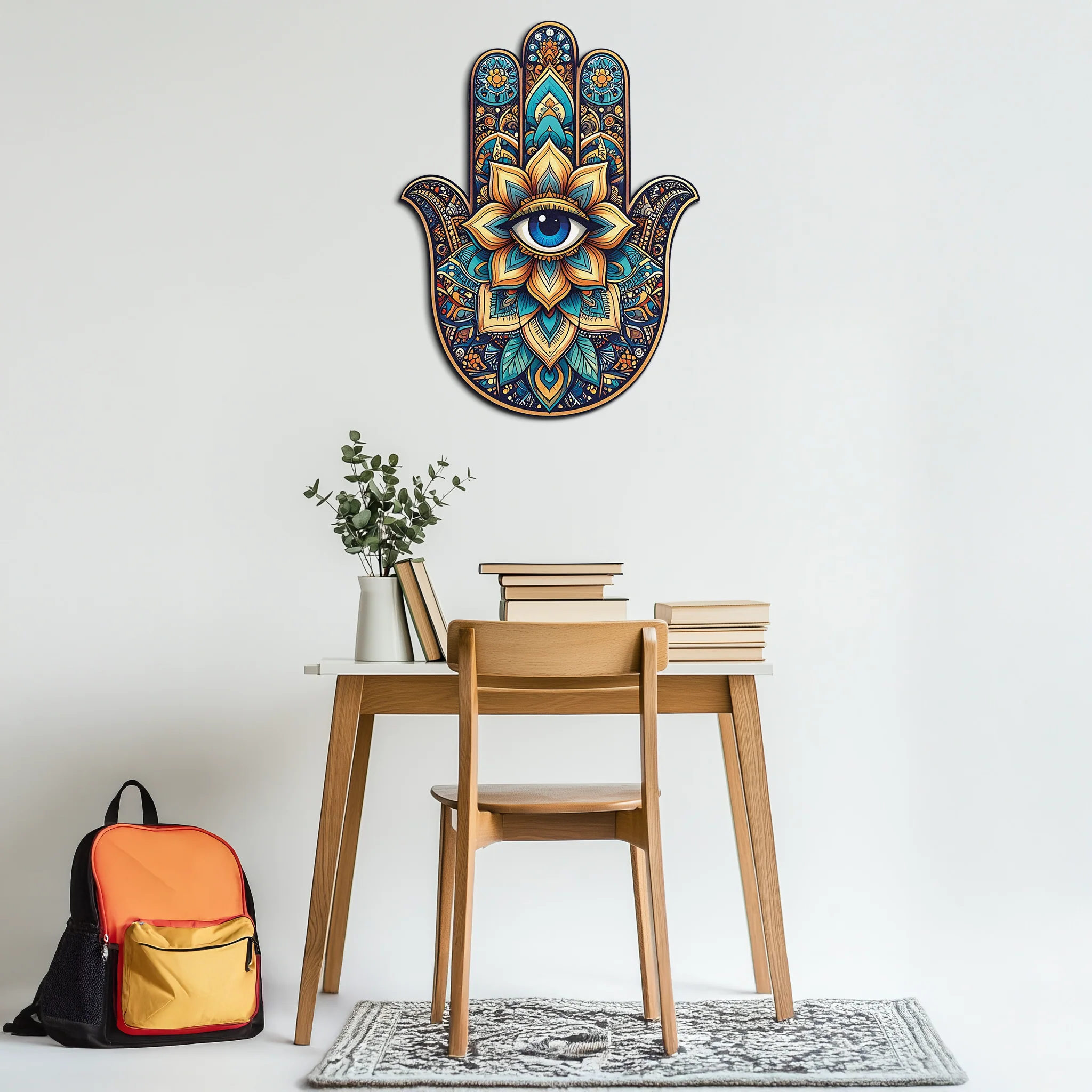 Hamsa Eye Wall Art – Boho Evil Eye Metal Decor-KAFUVM036 - Image 3