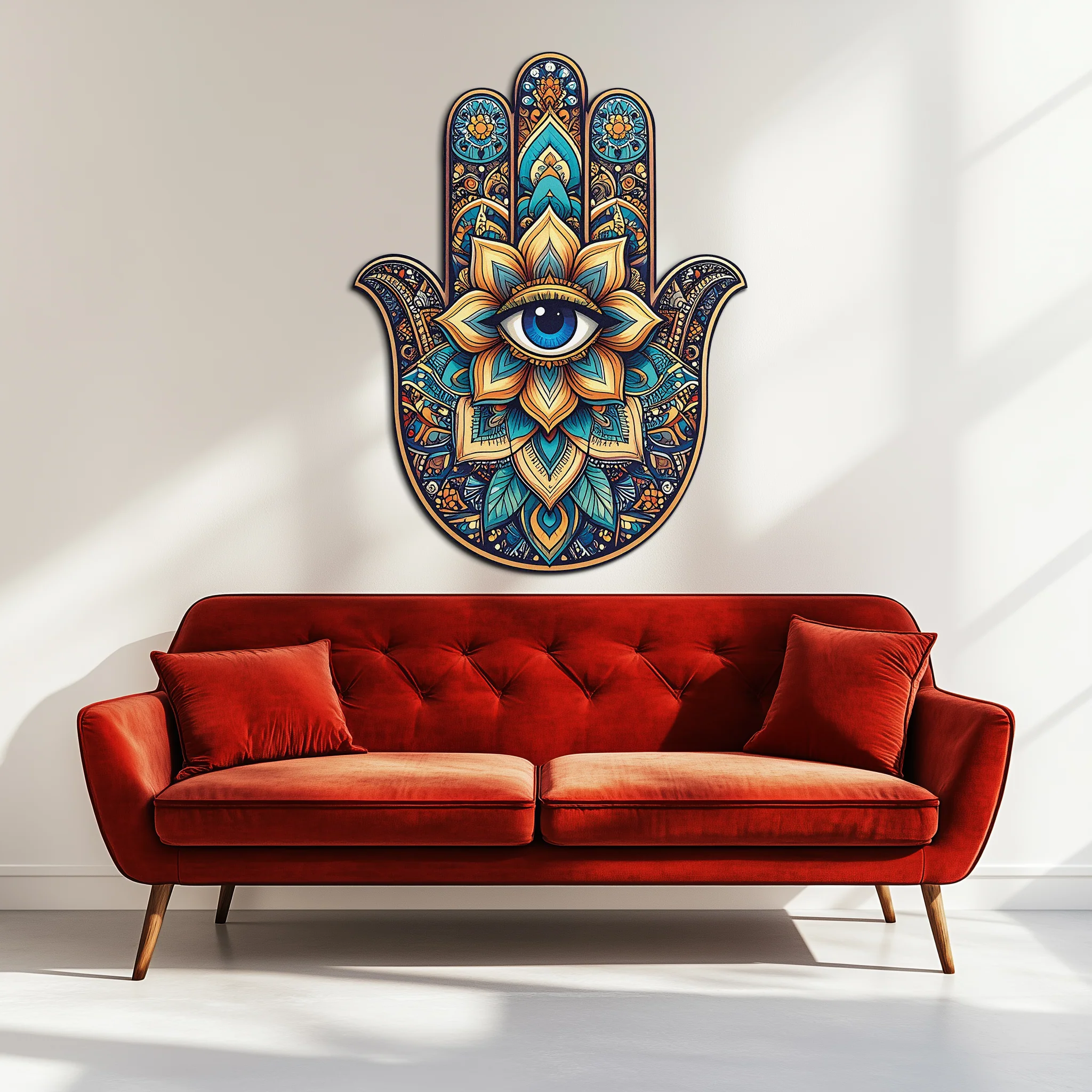 Hamsa Eye Wall Art – Boho Evil Eye Metal Decor-KAFUVM036 - Image 8