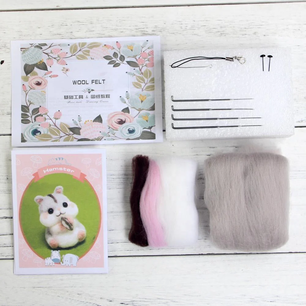 Hamster Needle Felting Kit. Wizardi DIY Wool Craft Kit F07N8-W1 - Image 2