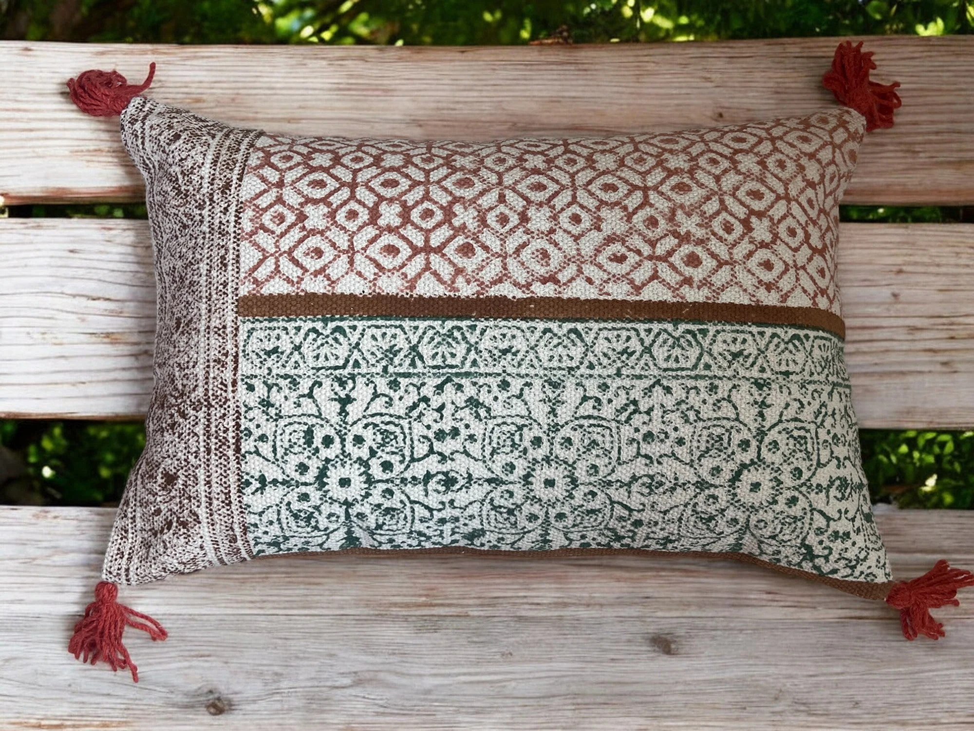 Hand Block Print Rectangular Throw Pillow - Image 7