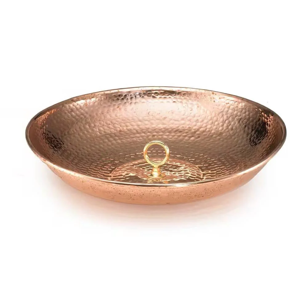 Hand Hammered Copper Polished Rain Chain Basin - 16.5 inch Diameter - Image 2
