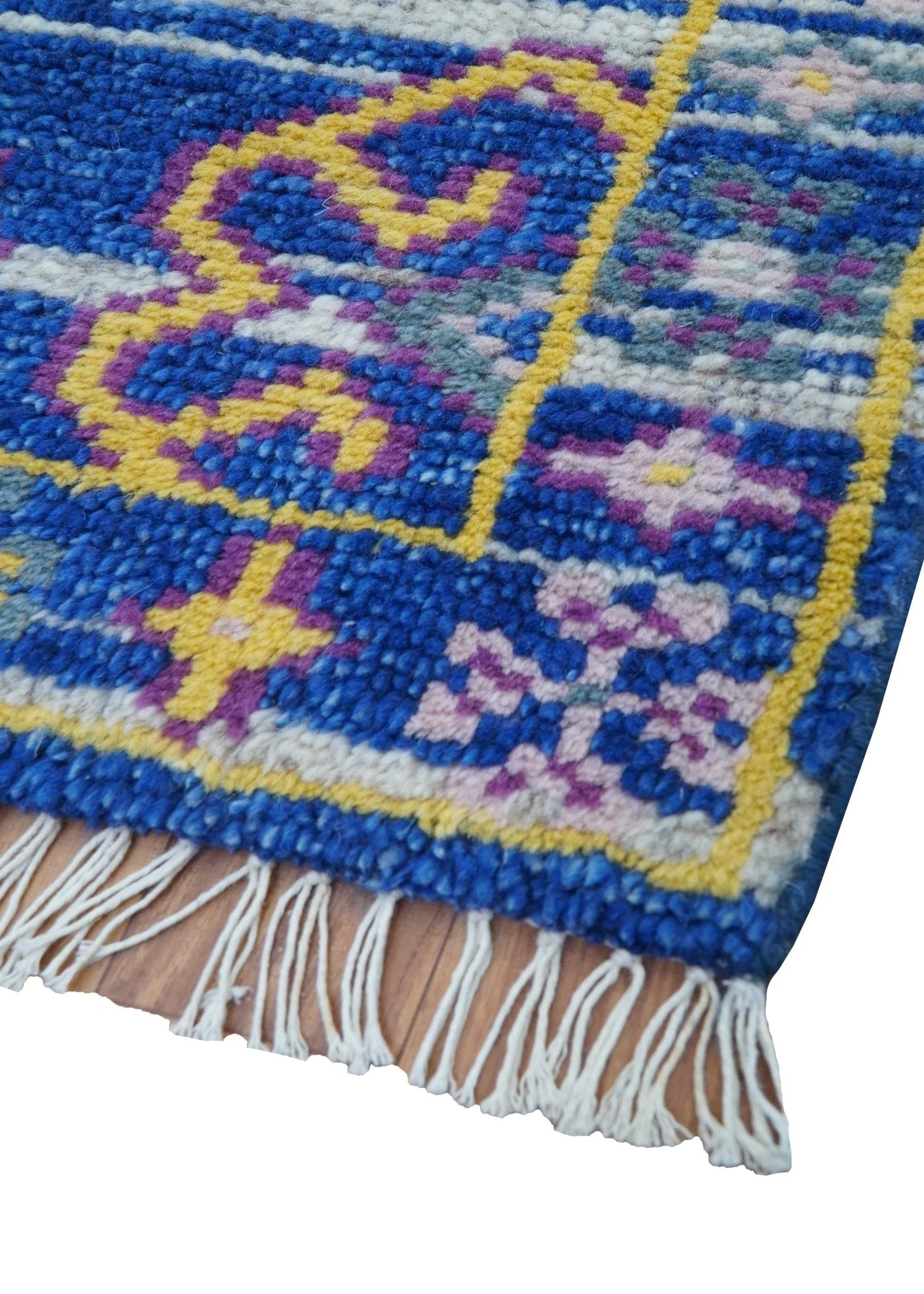 Hand knotted 2x3 Blue Traditional Transitional Design Wool Area Rug - Image 7