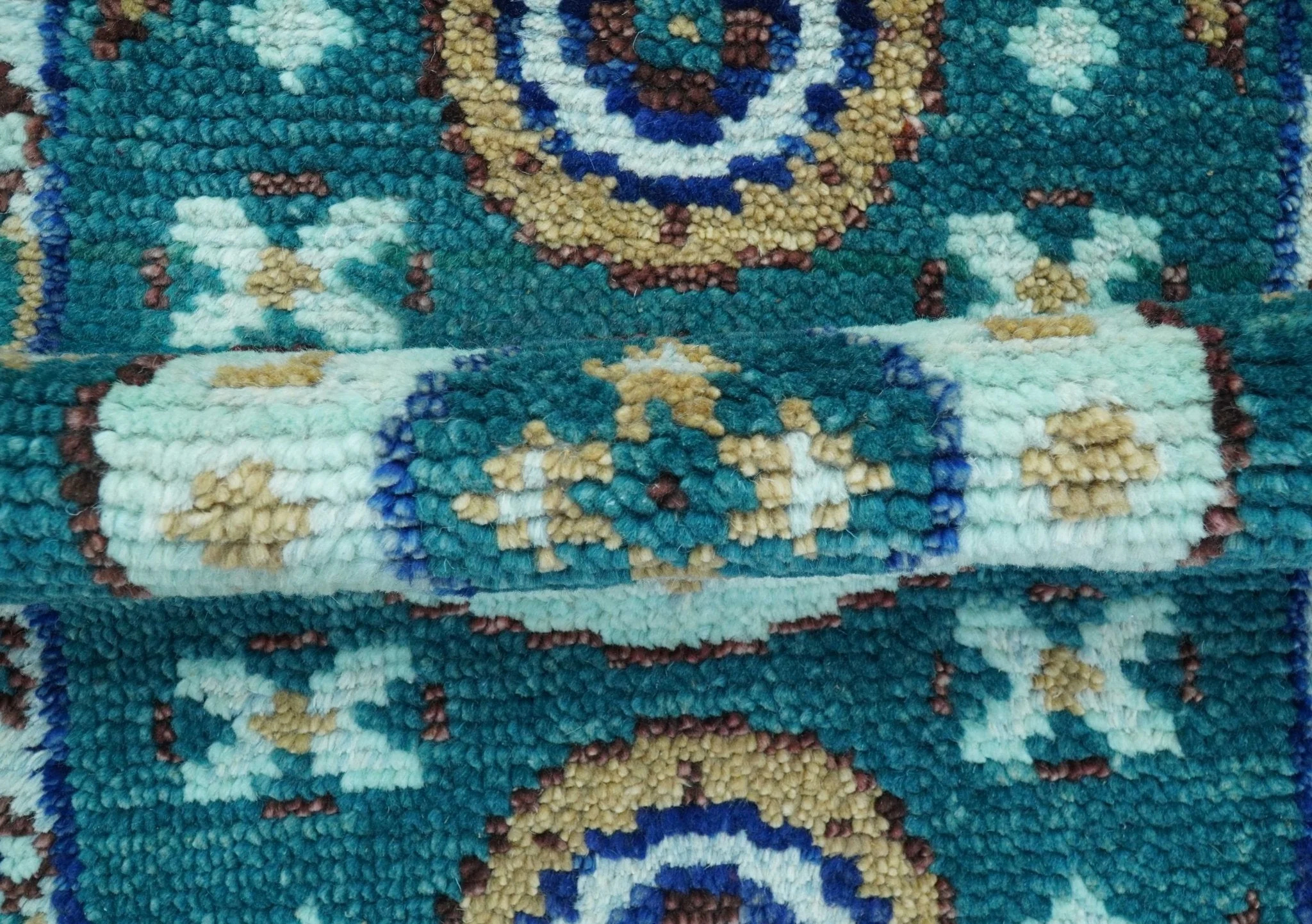 Hand knotted 2x3 Teal Traditional Khotan Design Wool Area Rug - Image 7