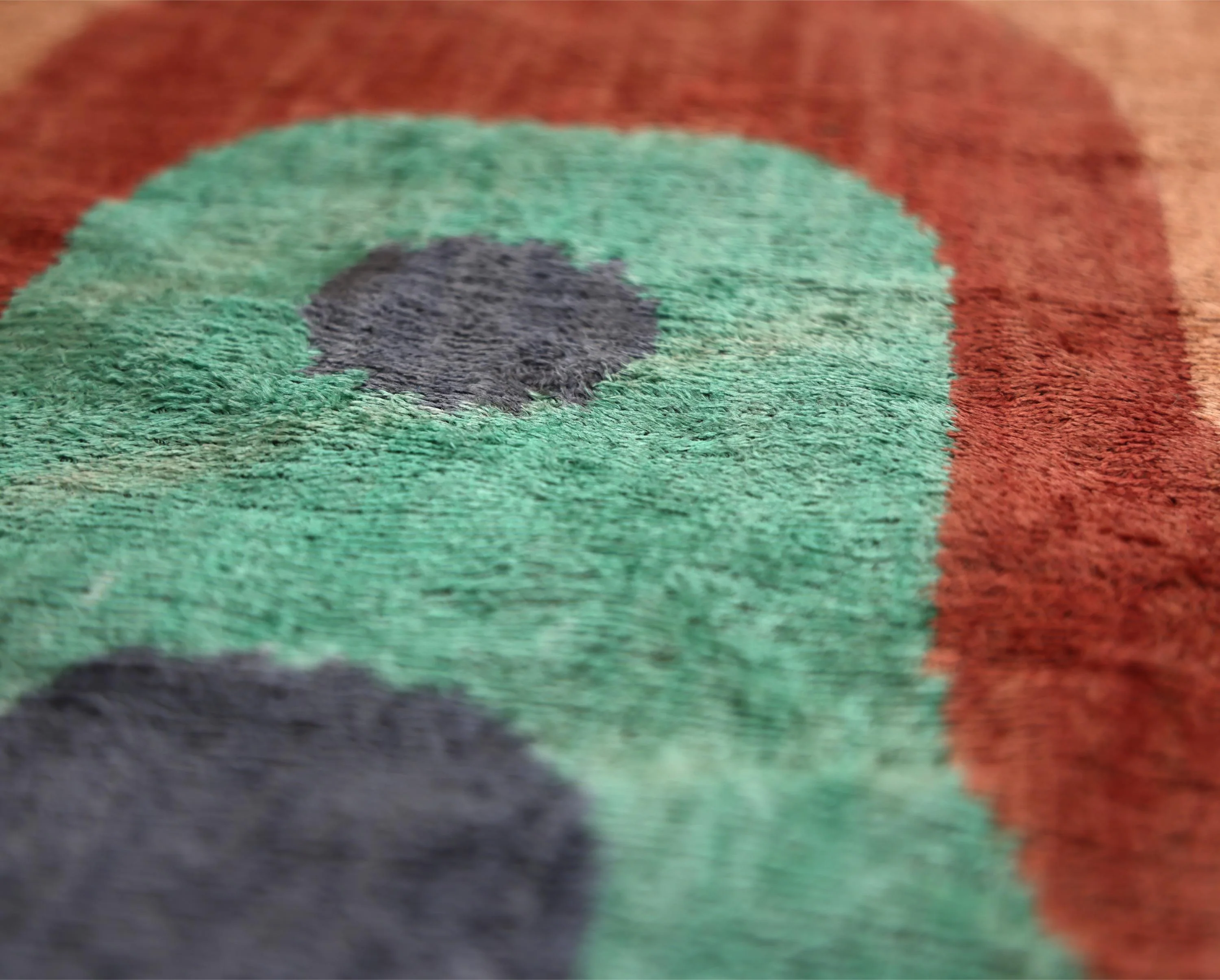 Hand-Knotted Abstract Arch Silk Velvet Pillow - 20x20 Rust & Mint - Image 2