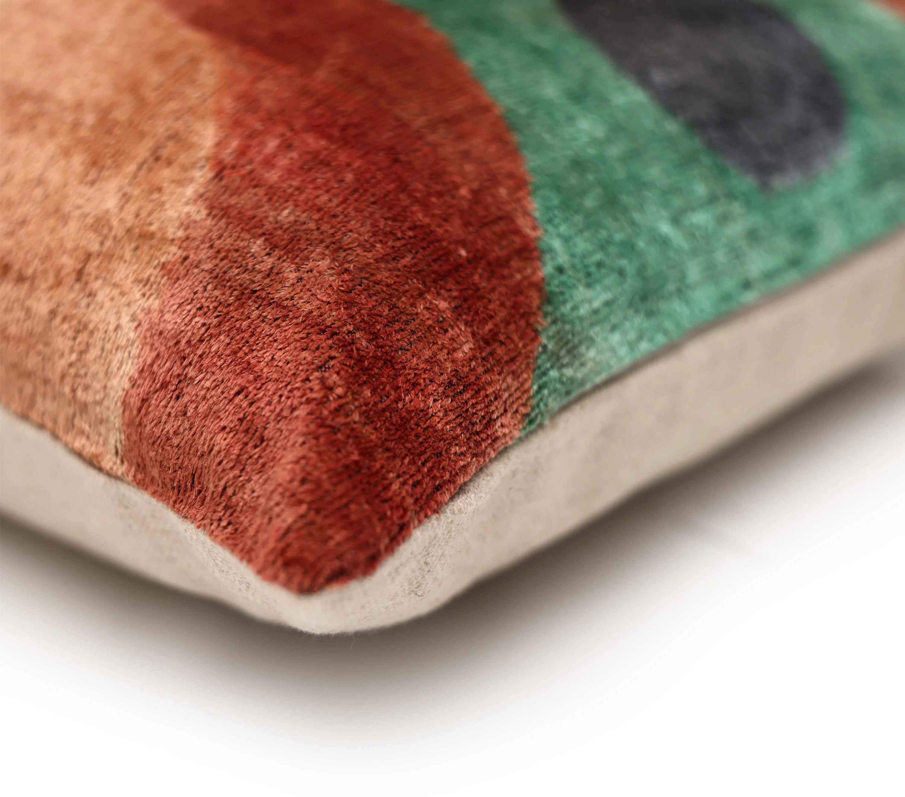 Hand-Knotted Abstract Arch Silk Velvet Pillow - 20x20 Rust & Mint - Image 8