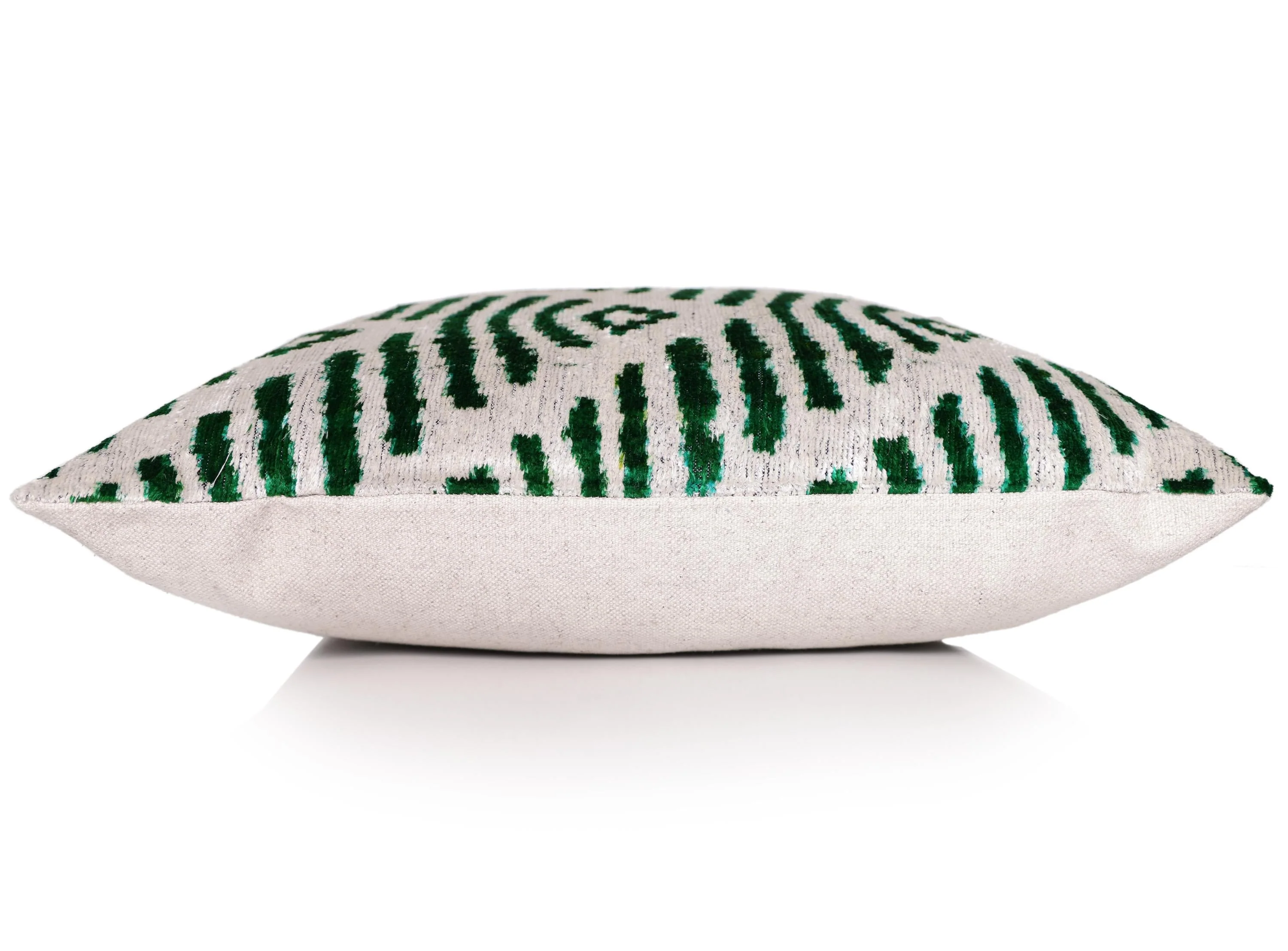 Hand-Knotted Emerald Green Geometric Silk Velvet Pillow - 20x20 Ikat - Image 4
