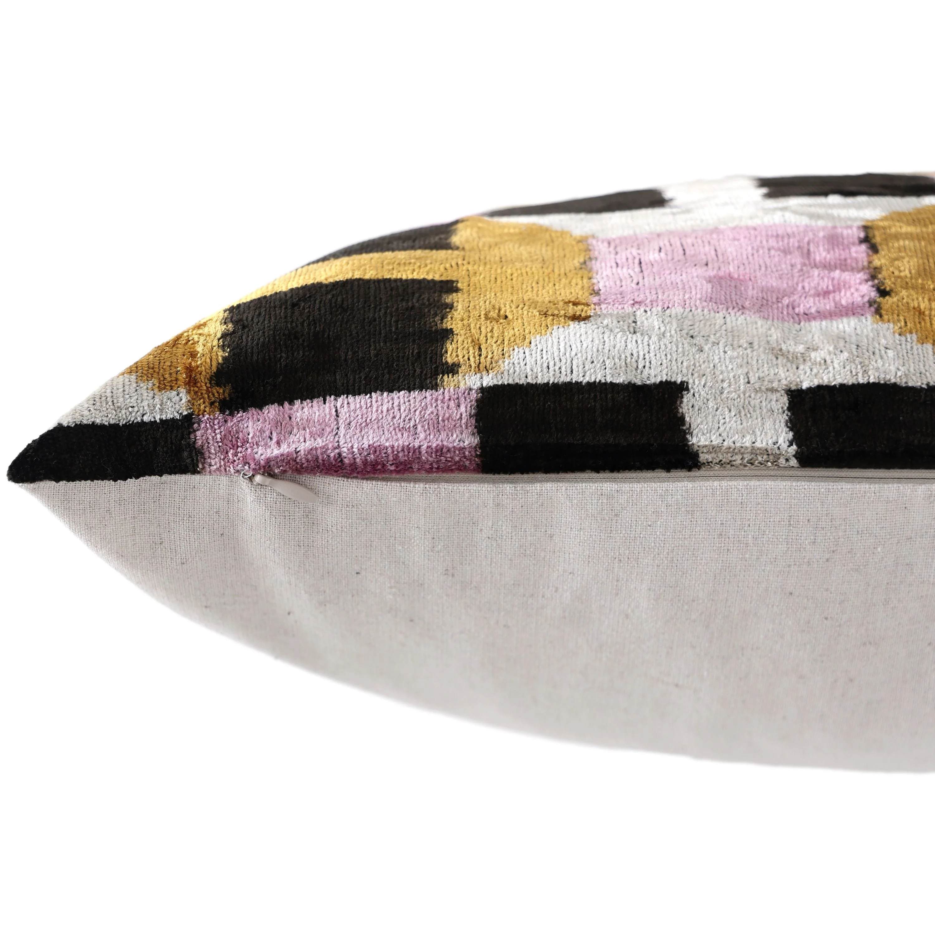 Hand-Knotted Geometric Silk Velvet Lumbar - 16x24 Gold & Lavender - Image 6