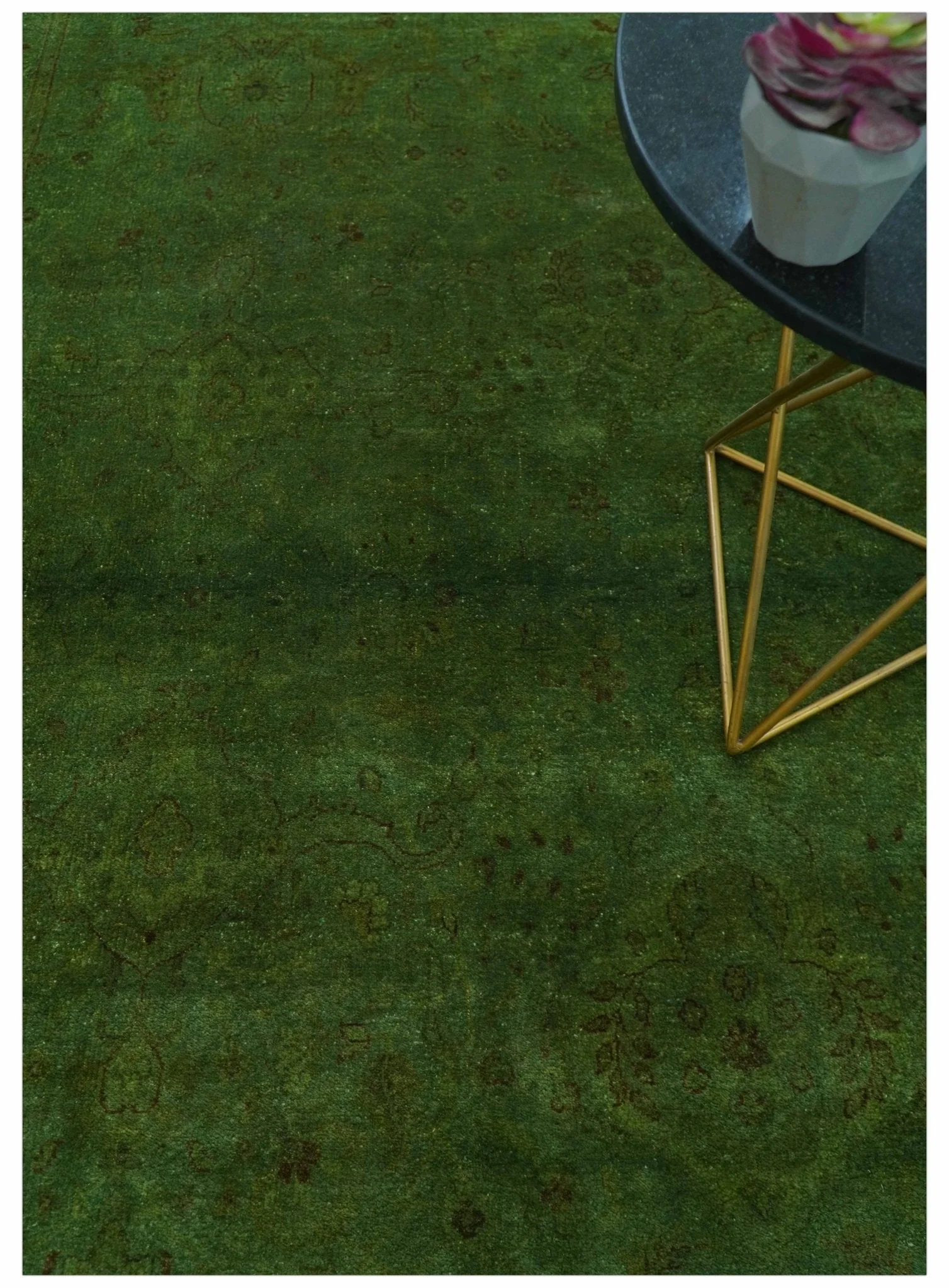 Hand Knotted Green Overdyed Traditional Oushak Design 9x12 Wool Area Rug - Image 3